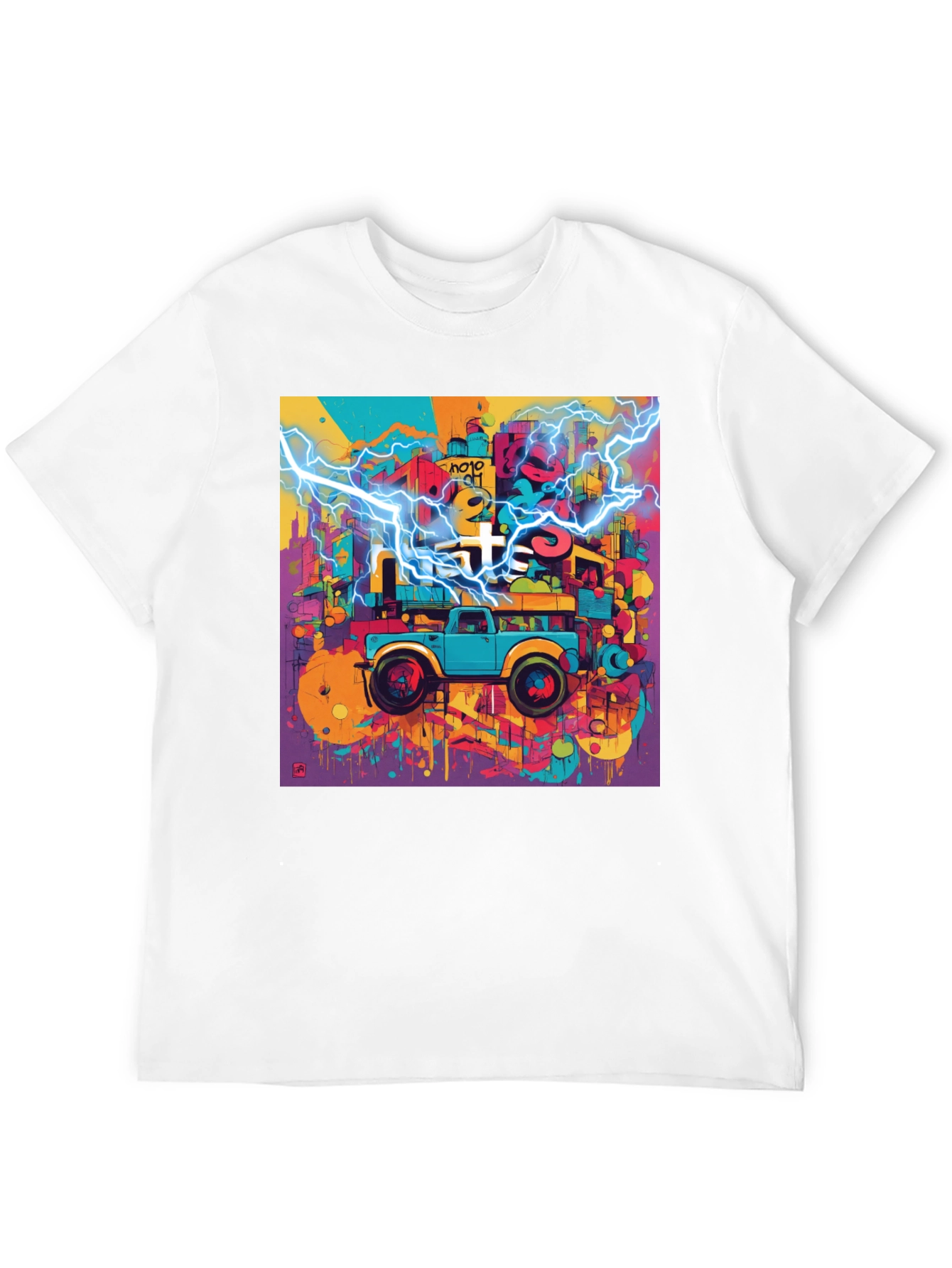 Vibrant Cityscape Truck Graphic Tee