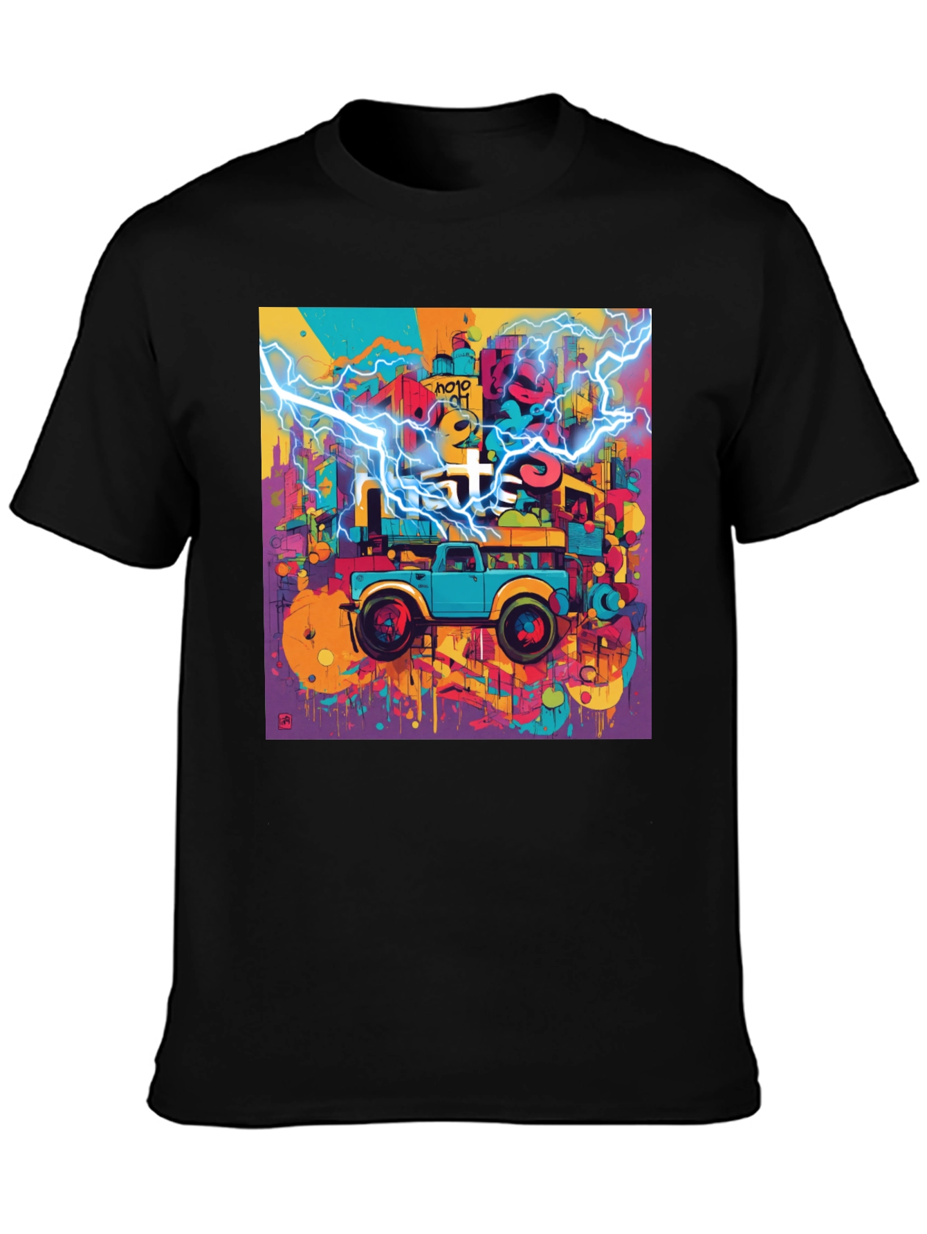 Vibrant Cityscape Truck Graphic Tee