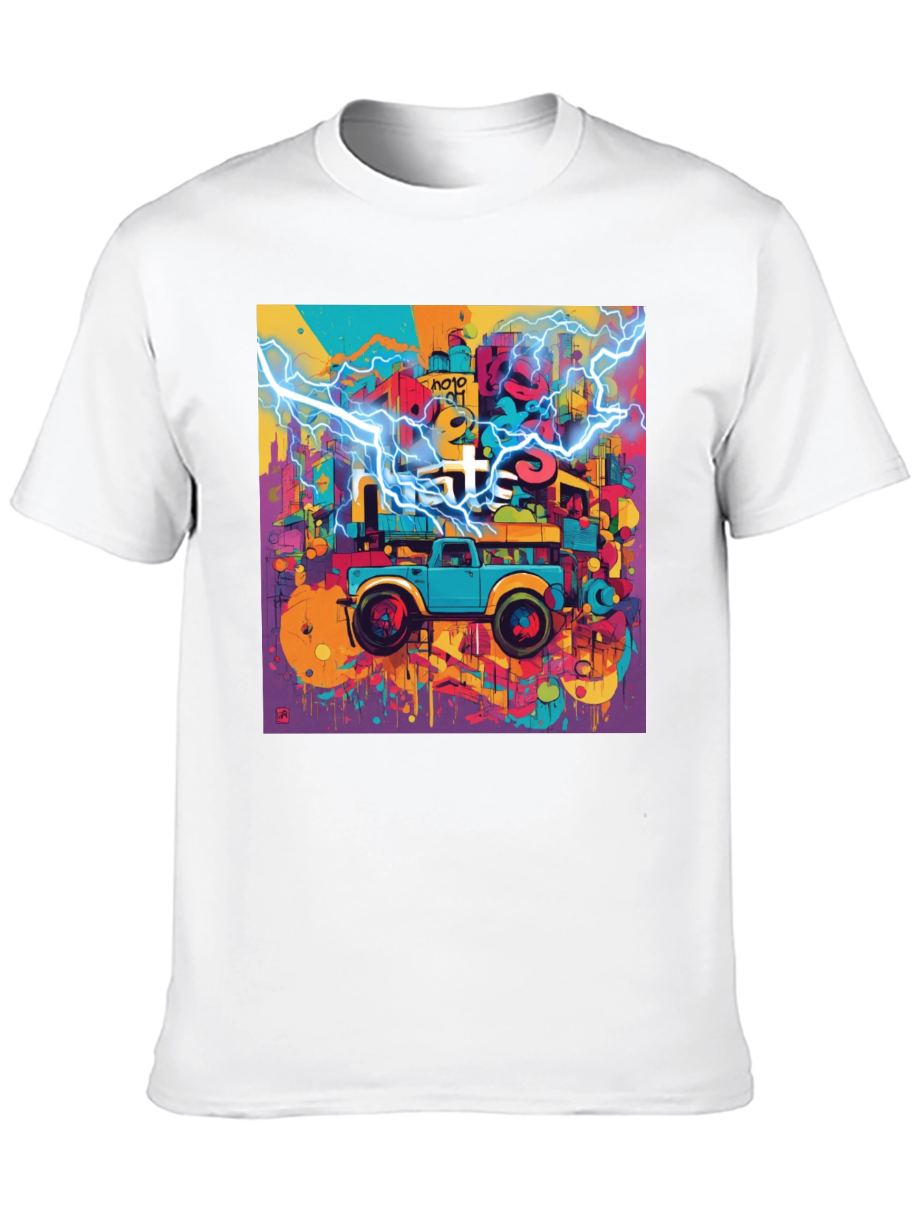 Vibrant Cityscape Truck Graphic Tee