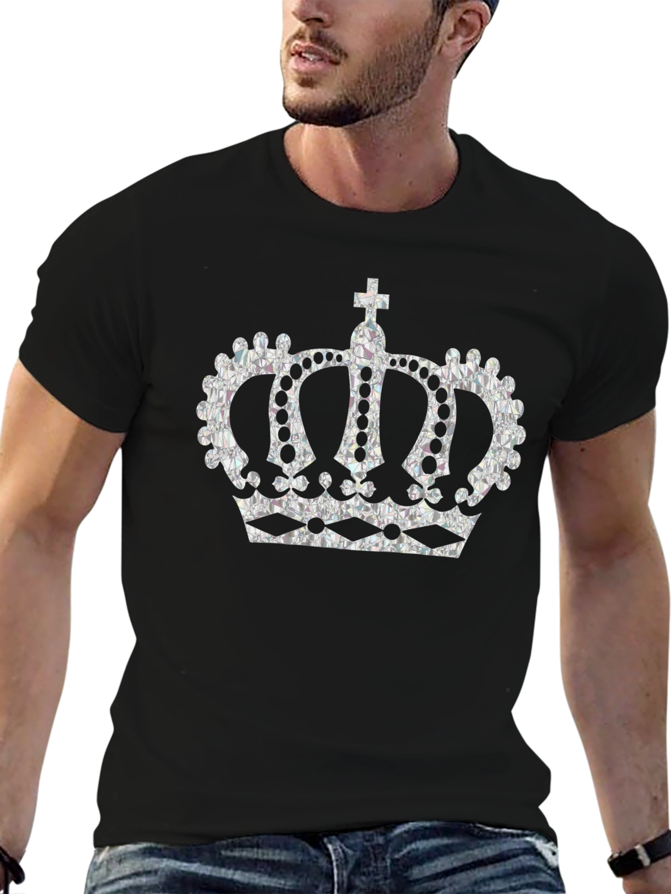 Regal Crown Graphic Tee - Stylish Black T-Shirt