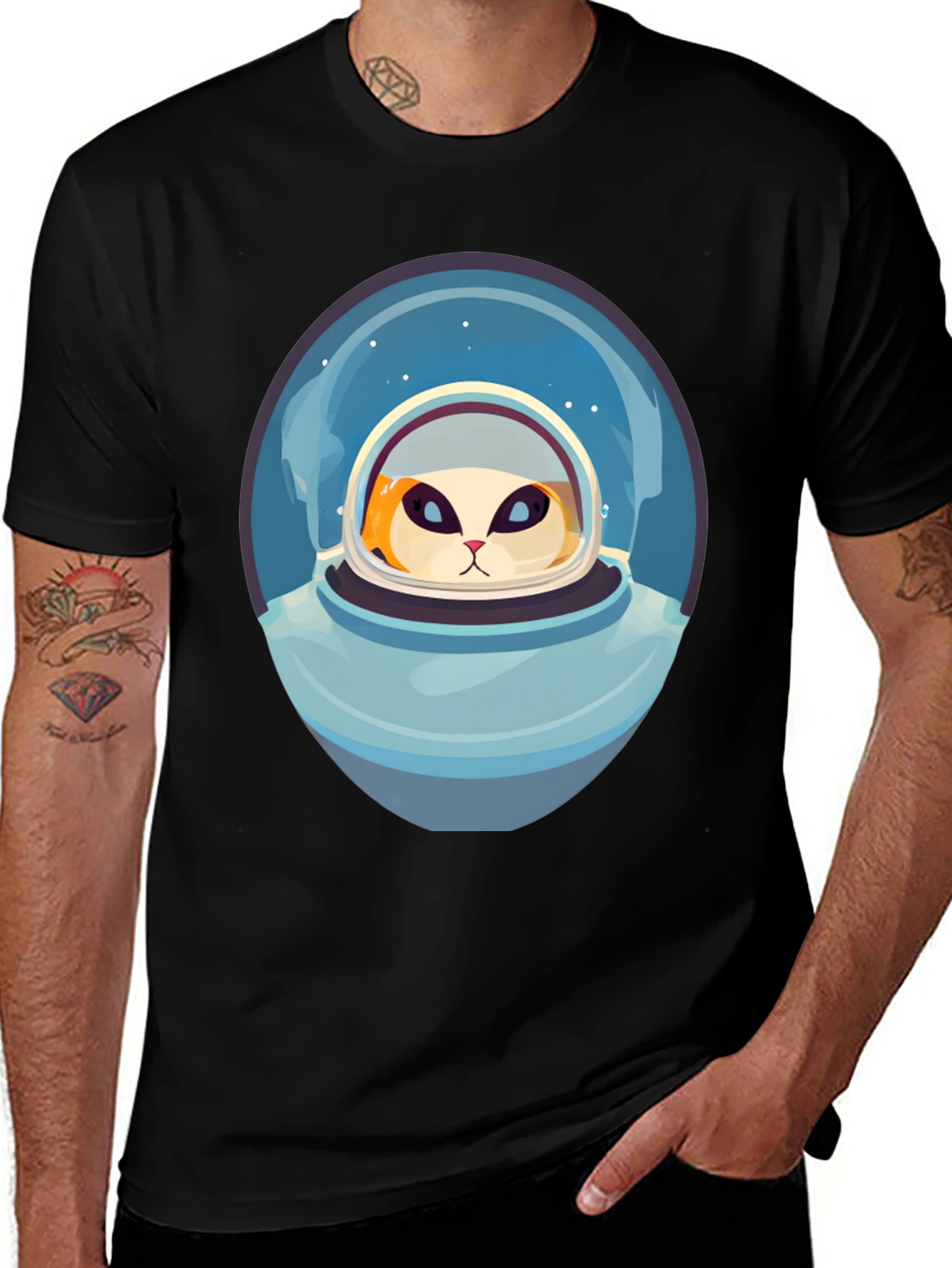 Cat Astronaut Graphic T-Shirt