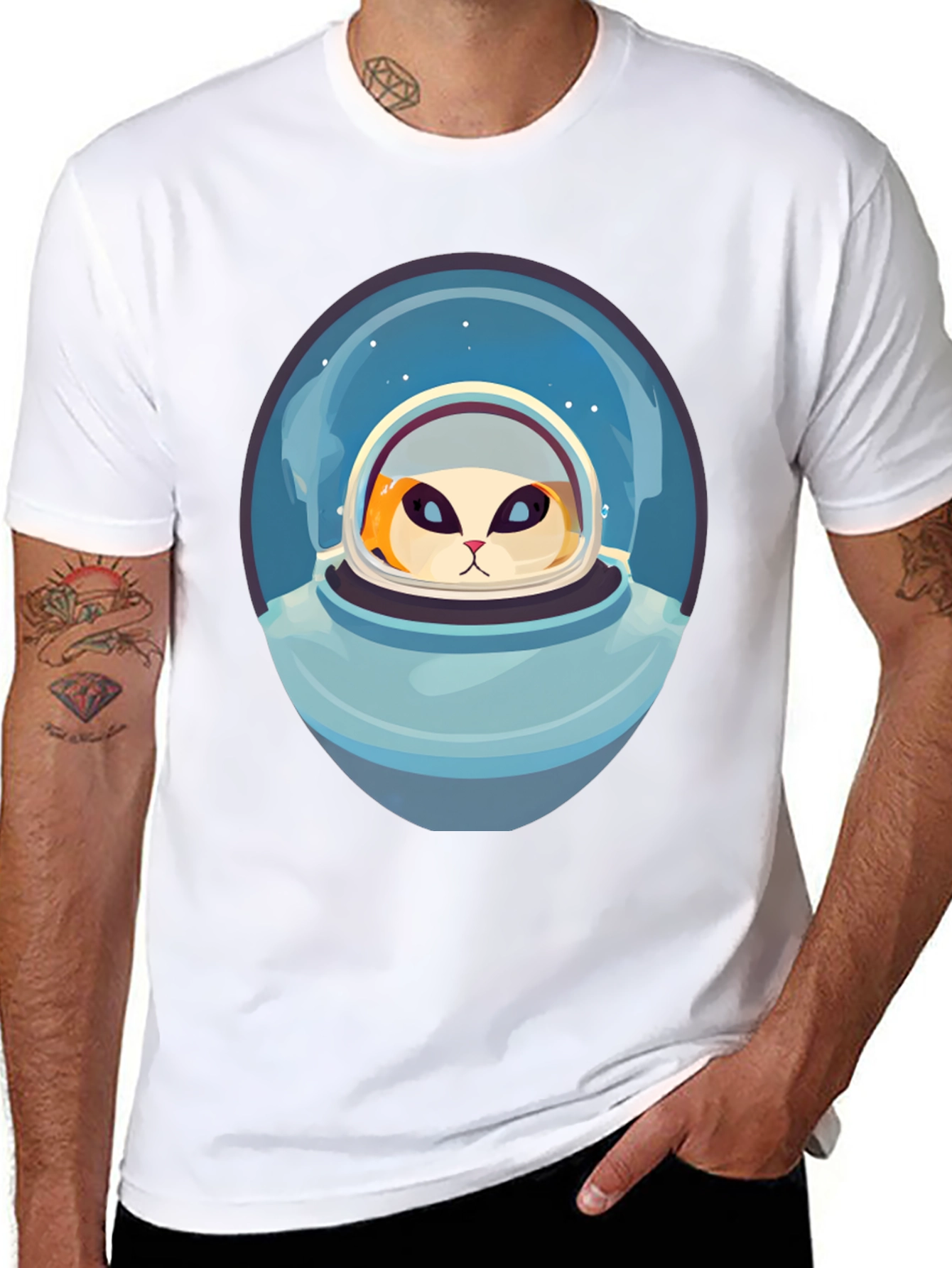 Cat Astronaut Graphic T-Shirt