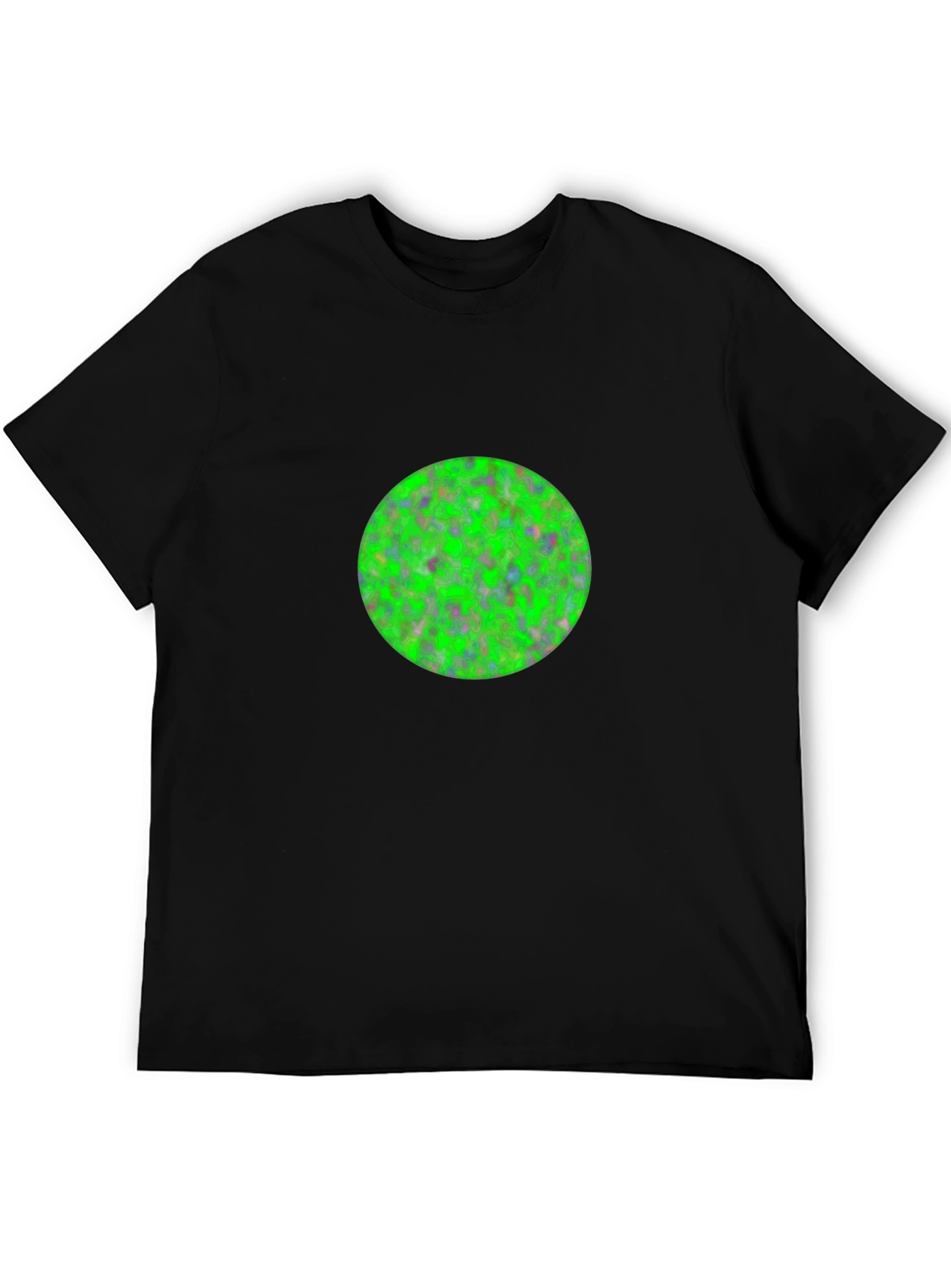 Mens Black T-Shirt with Green Circle Design