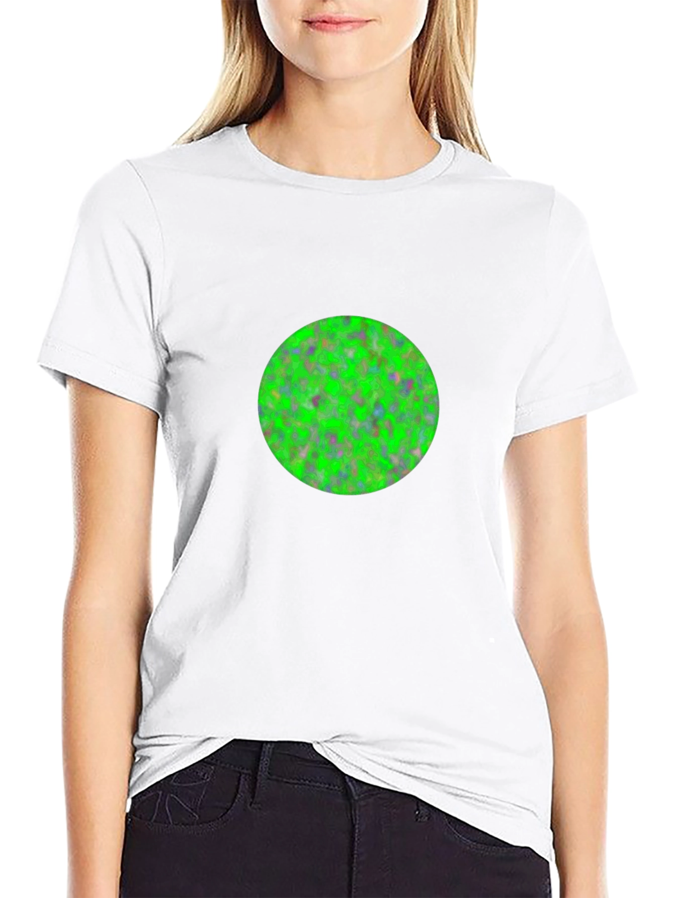 Mens Black T-Shirt with Green Circle Design