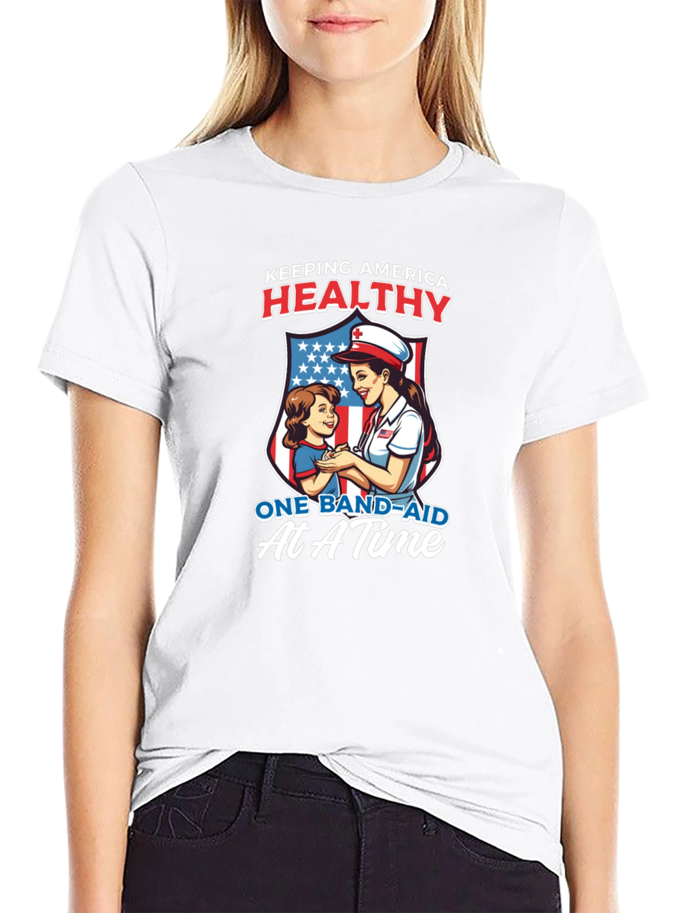 Patriotic Nurse T-Shirt: Keeping America Healthy