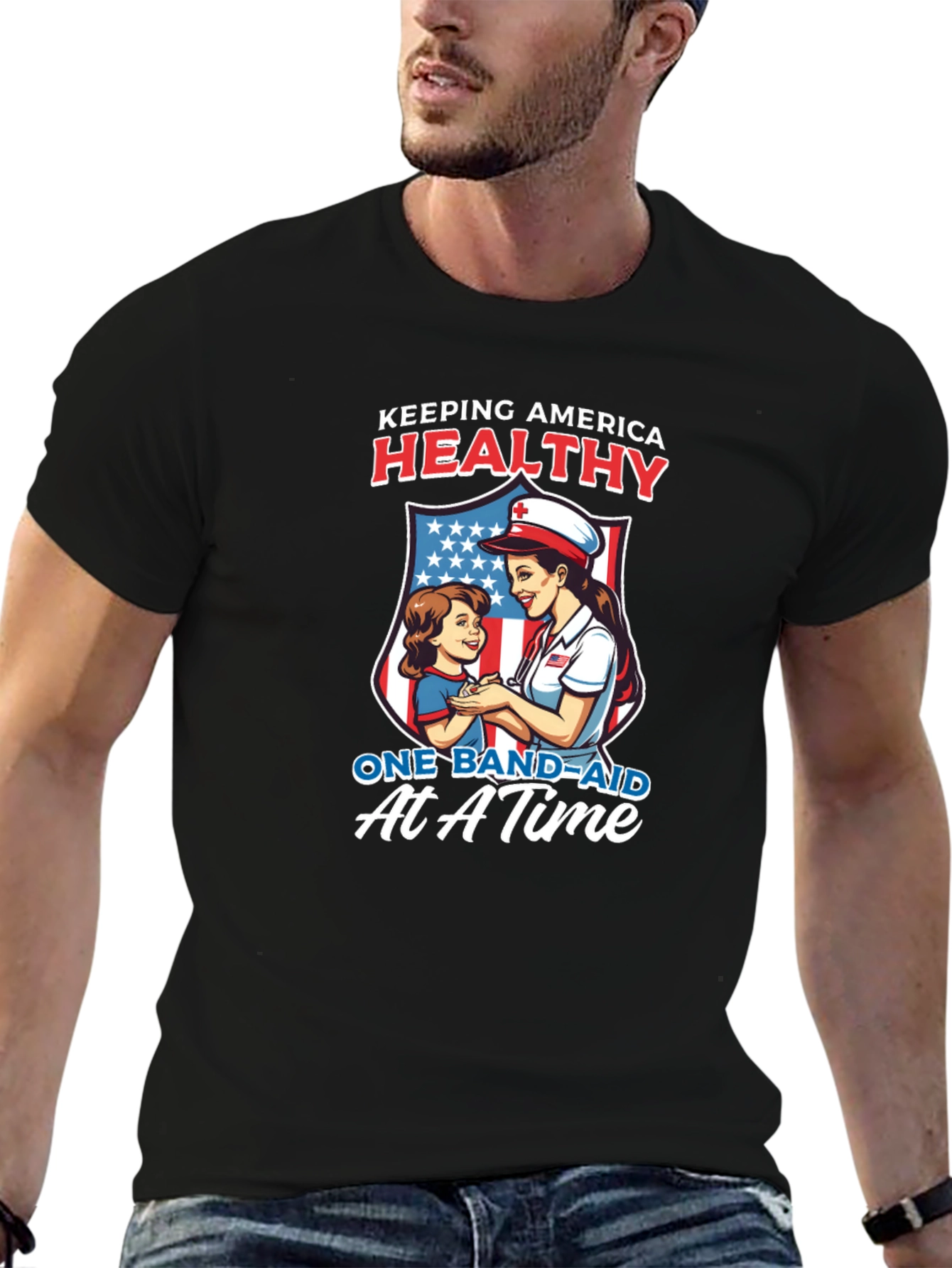 Patriotic Nurse T-Shirt: Keeping America Healthy