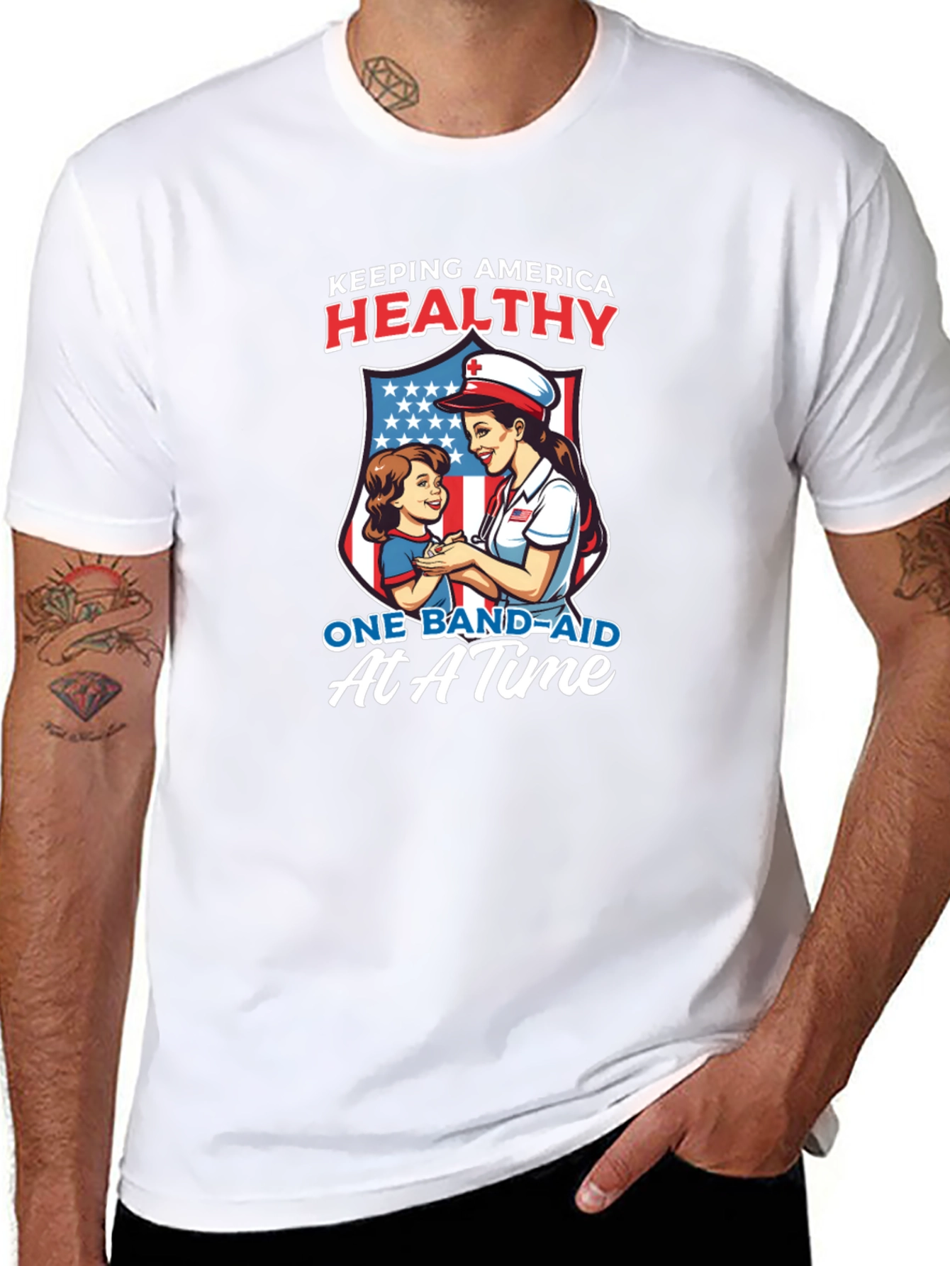 Patriotic Nurse T-Shirt: Keeping America Healthy