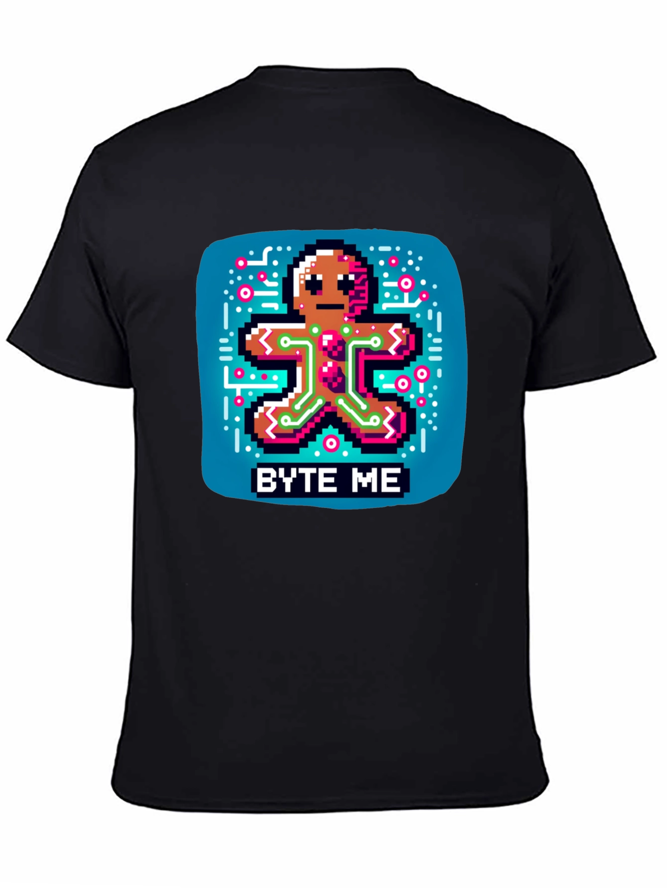 Byte Me Pixel Gingerbread Man Graphic Tee