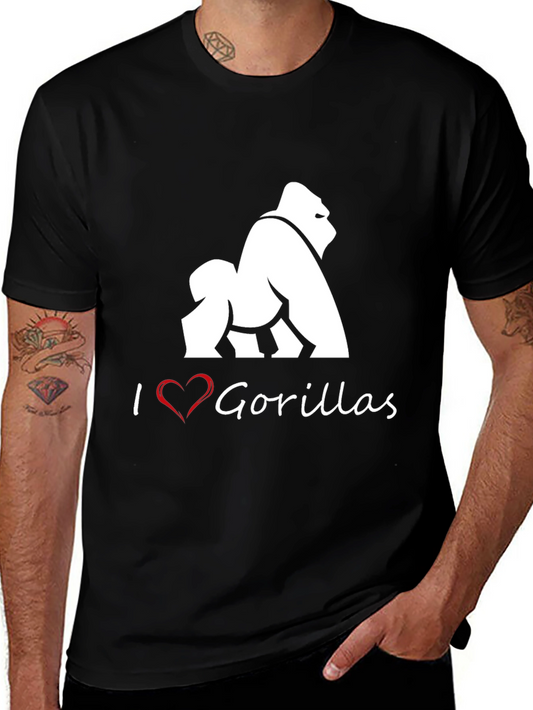 I Heart Gorillas Black T-Shirt