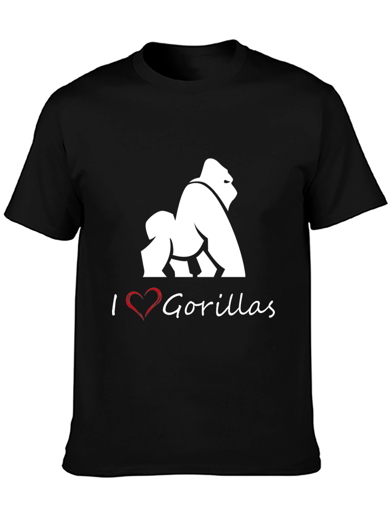 I Heart Gorillas Black T-Shirt