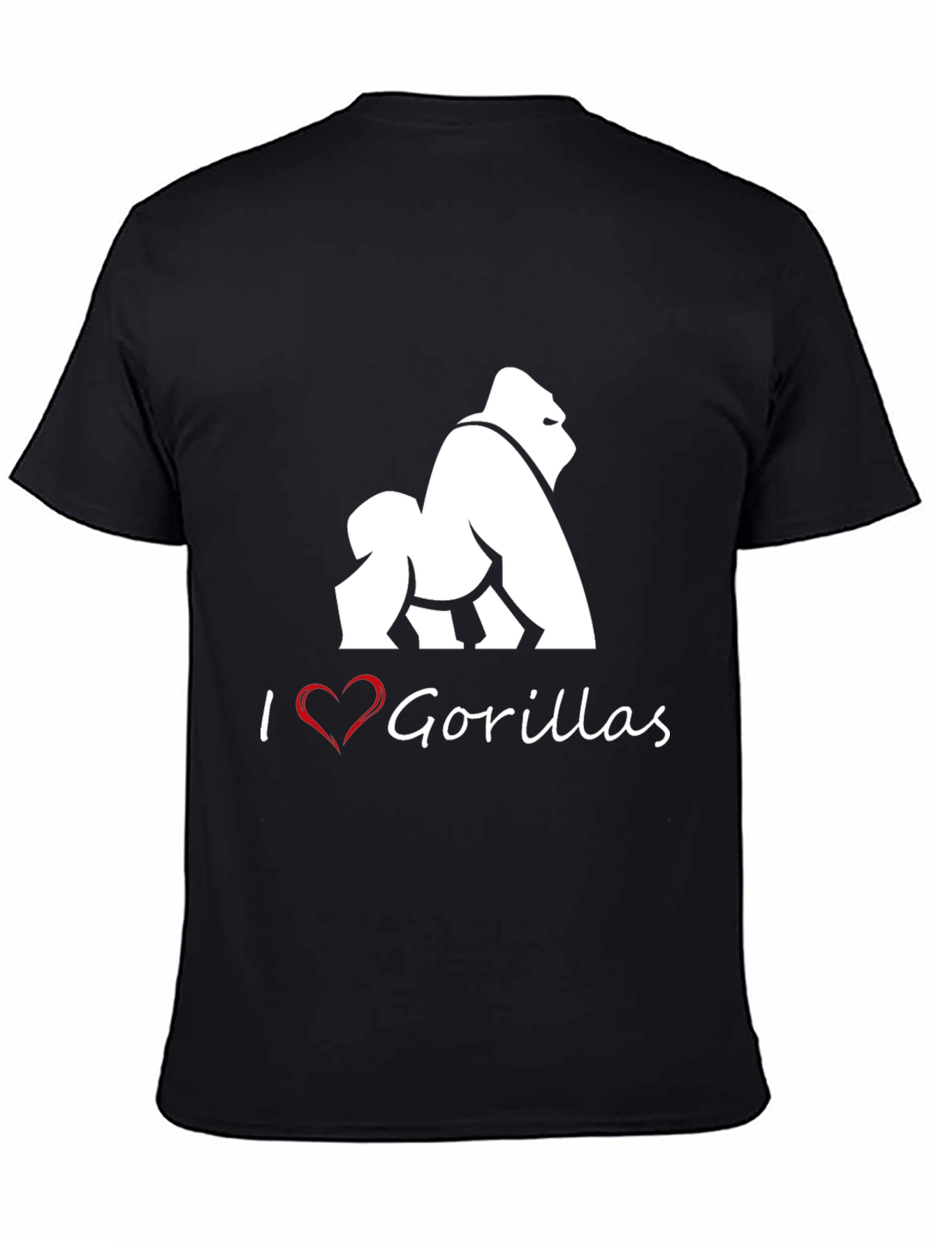 I Heart Gorillas Black T-Shirt