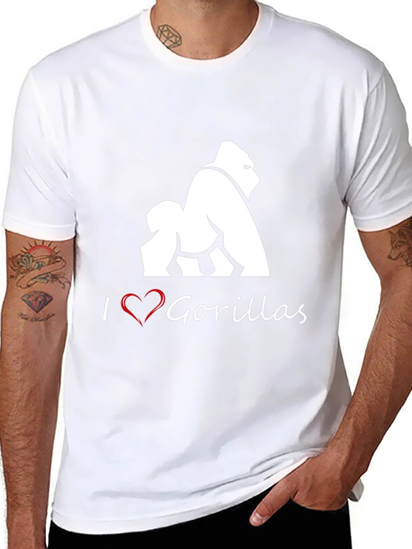 I Heart Gorillas Black T-Shirt