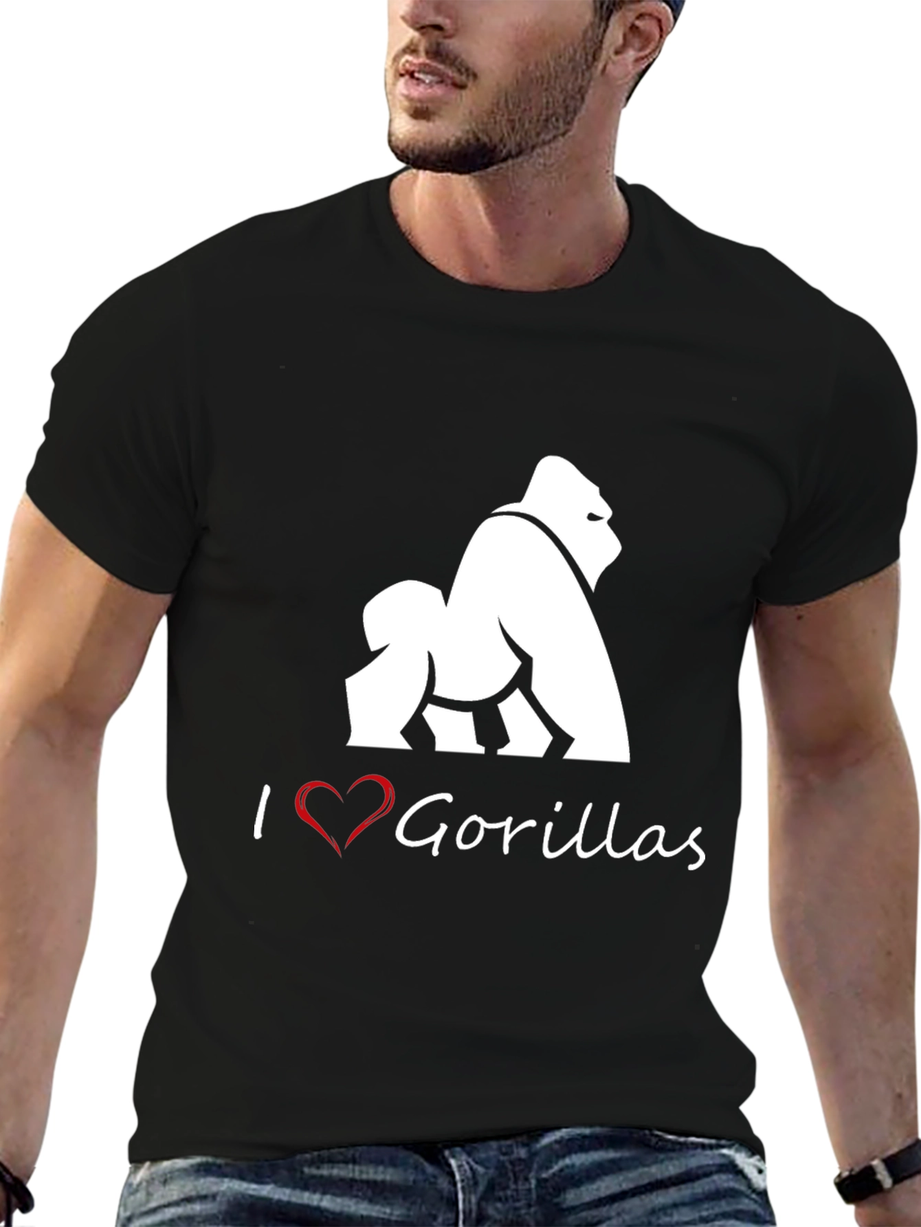 I Heart Gorillas Black T-Shirt