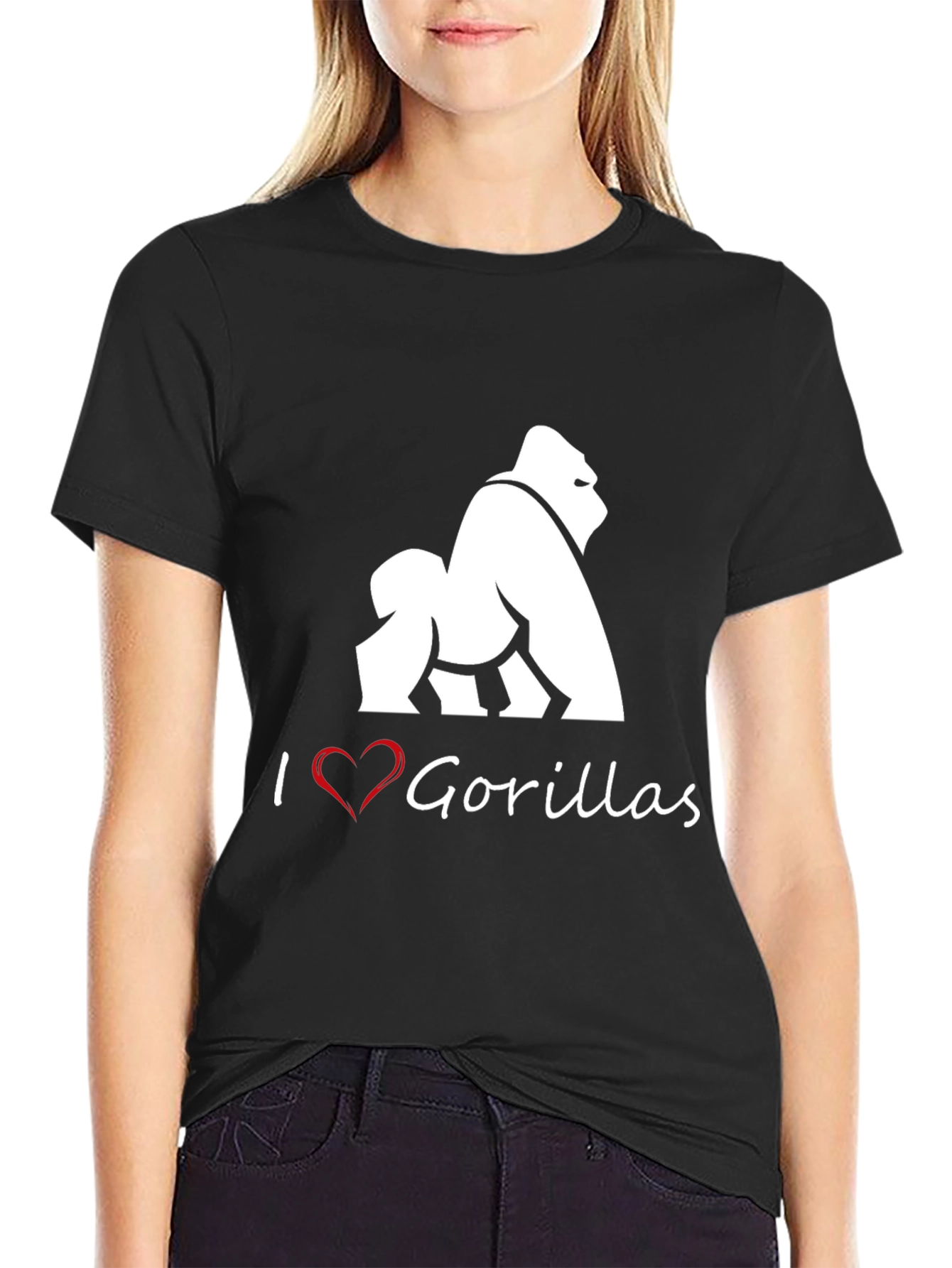 I Heart Gorillas Black T-Shirt