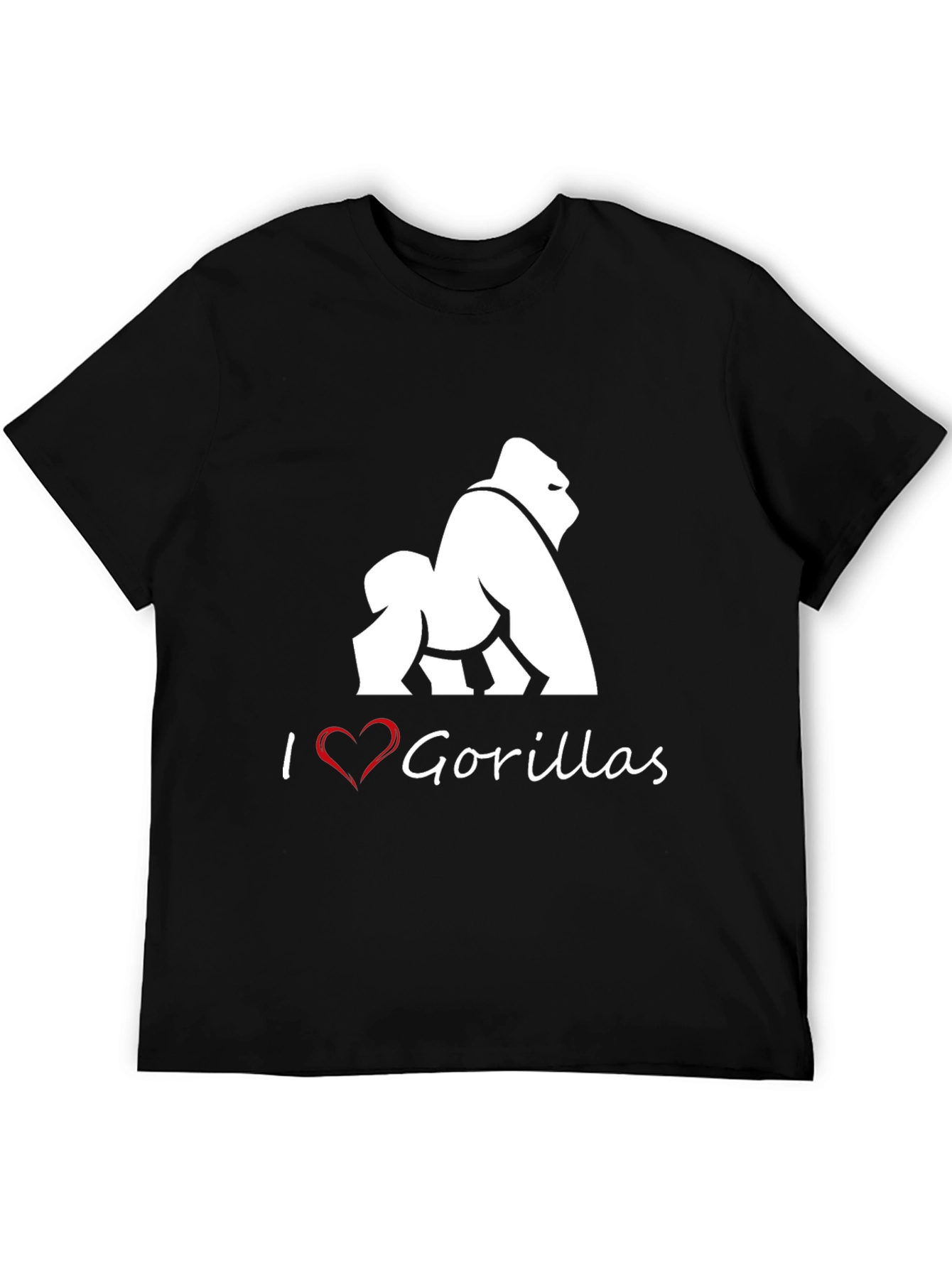I Heart Gorillas Black T-Shirt
