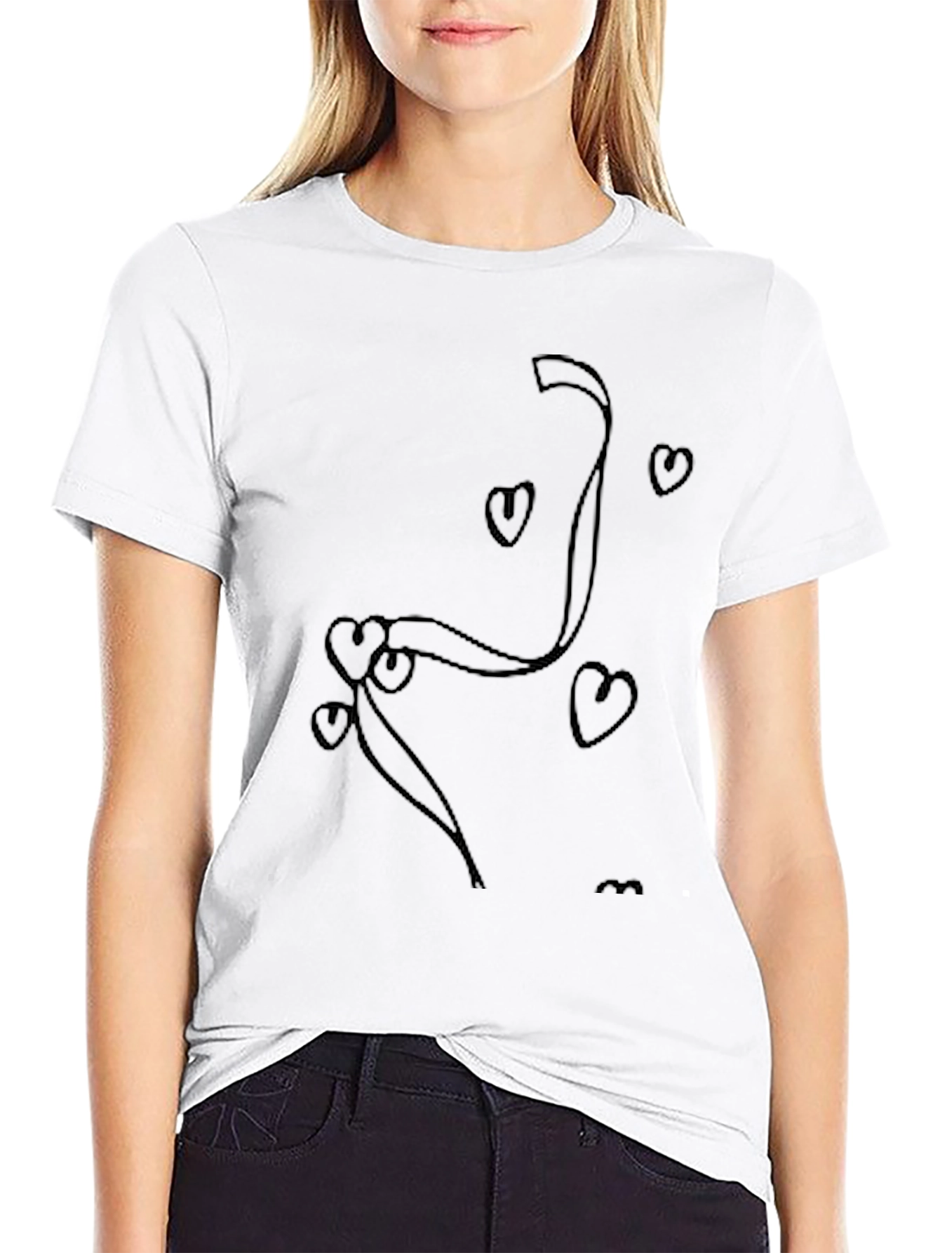 Heart Ribbon Graphic Black T-Shirt
