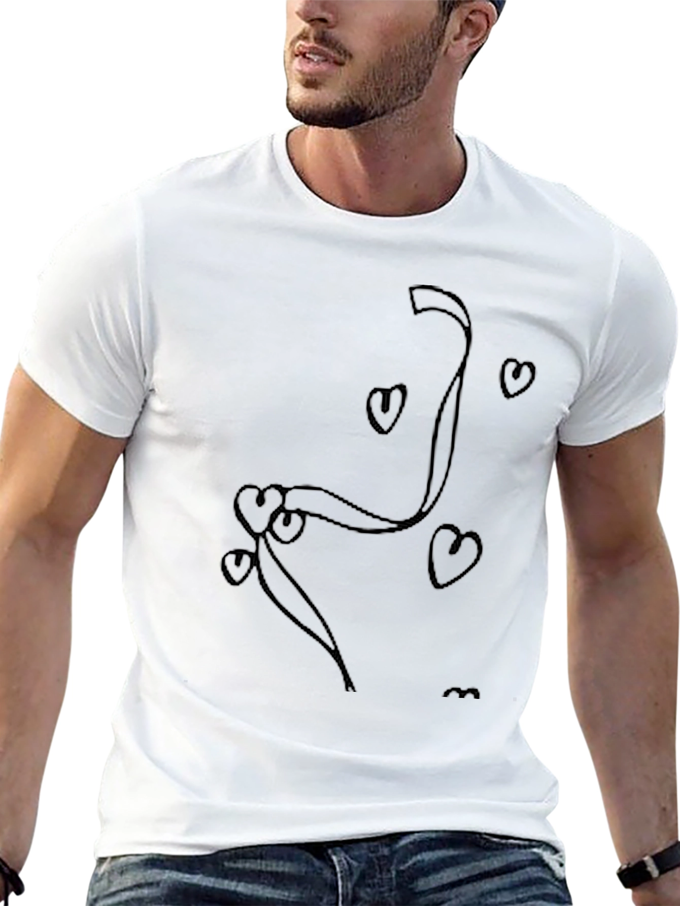 Heart Ribbon Graphic Black T-Shirt