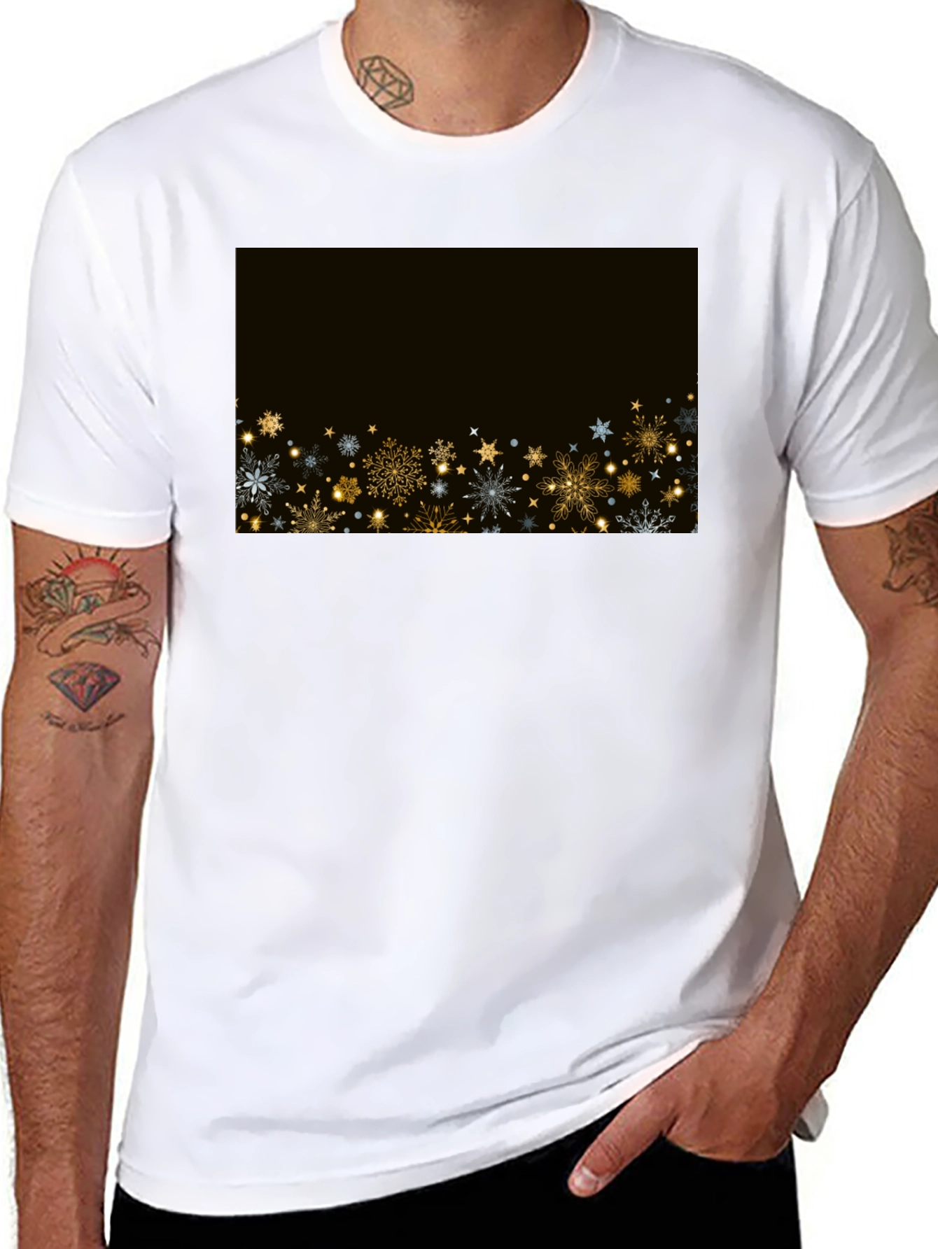 Festive Snowflake Graphic Tee - Black
