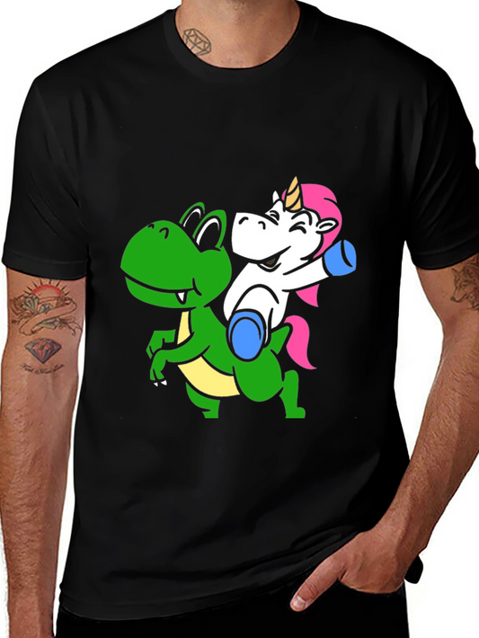 Unicorn Riding Dino T-Shirt - Fun Graphic Tee