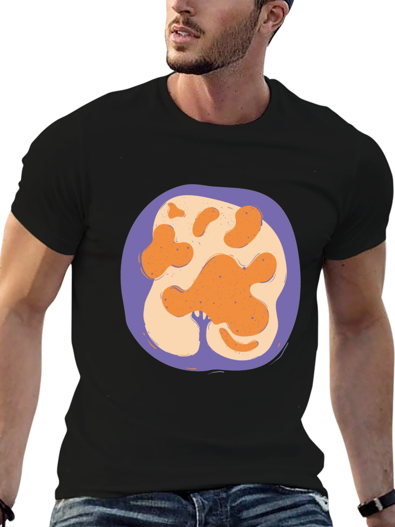 Abstract Paw Print Graphic Black T-Shirt
