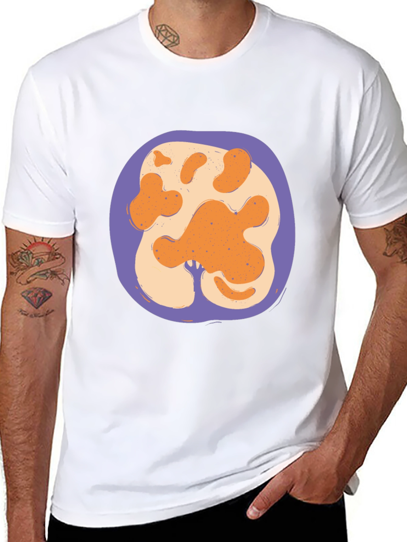 Abstract Paw Print Graphic Black T-Shirt