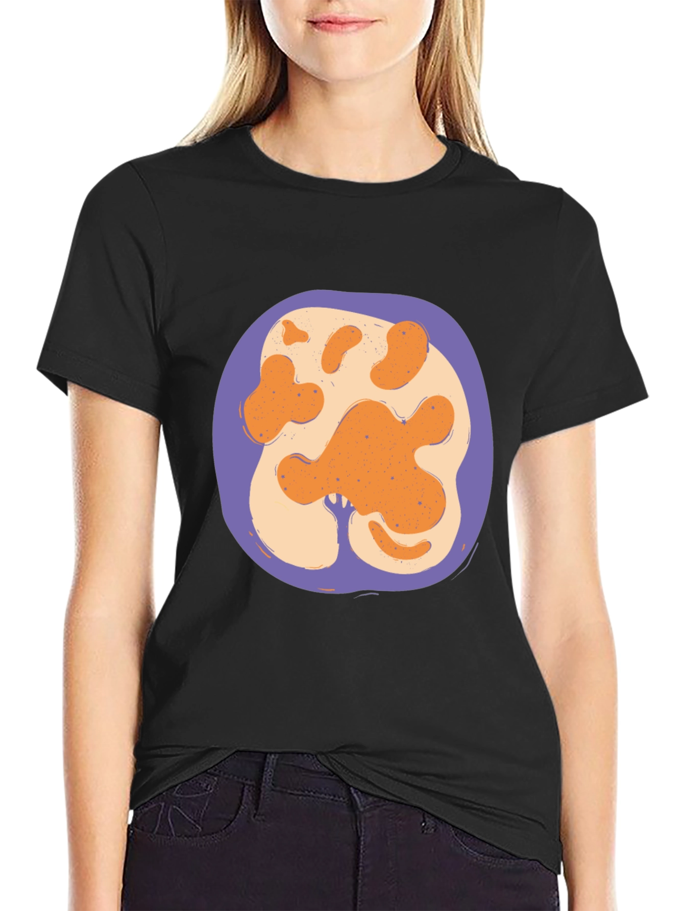 Abstract Paw Print Graphic Black T-Shirt