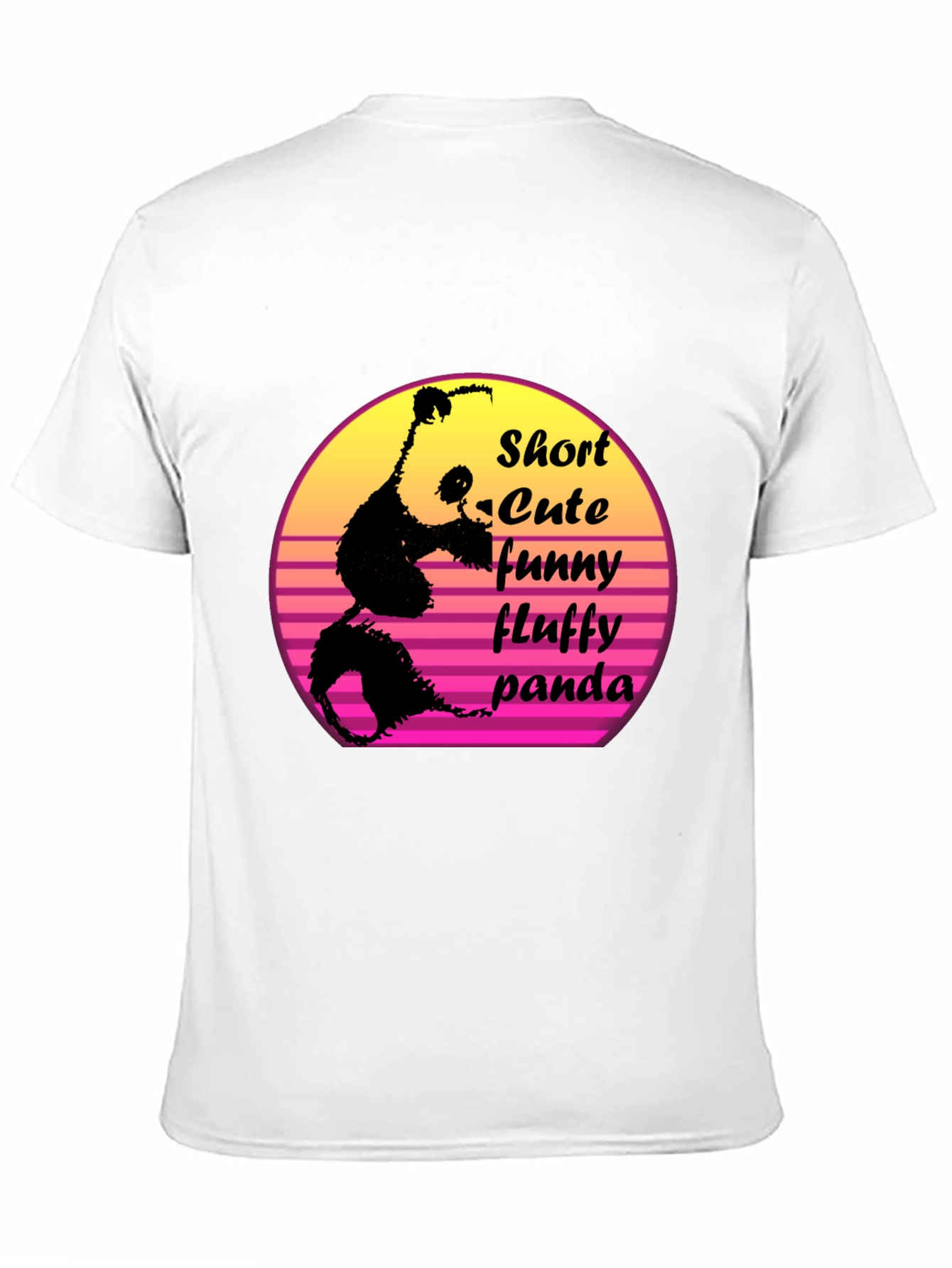 Short Cute Fluffy Panda Graphic T-Shirt