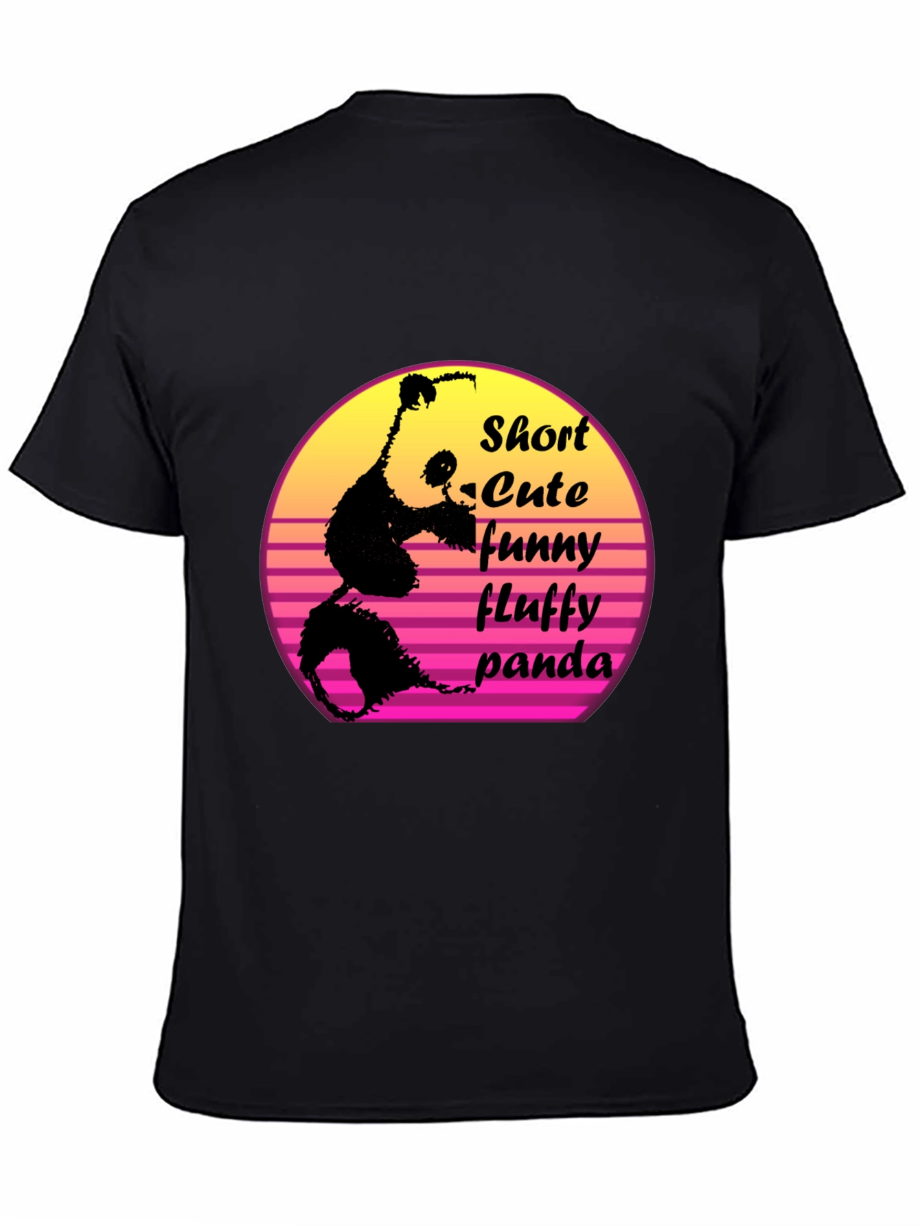 Short Cute Fluffy Panda Graphic T-Shirt