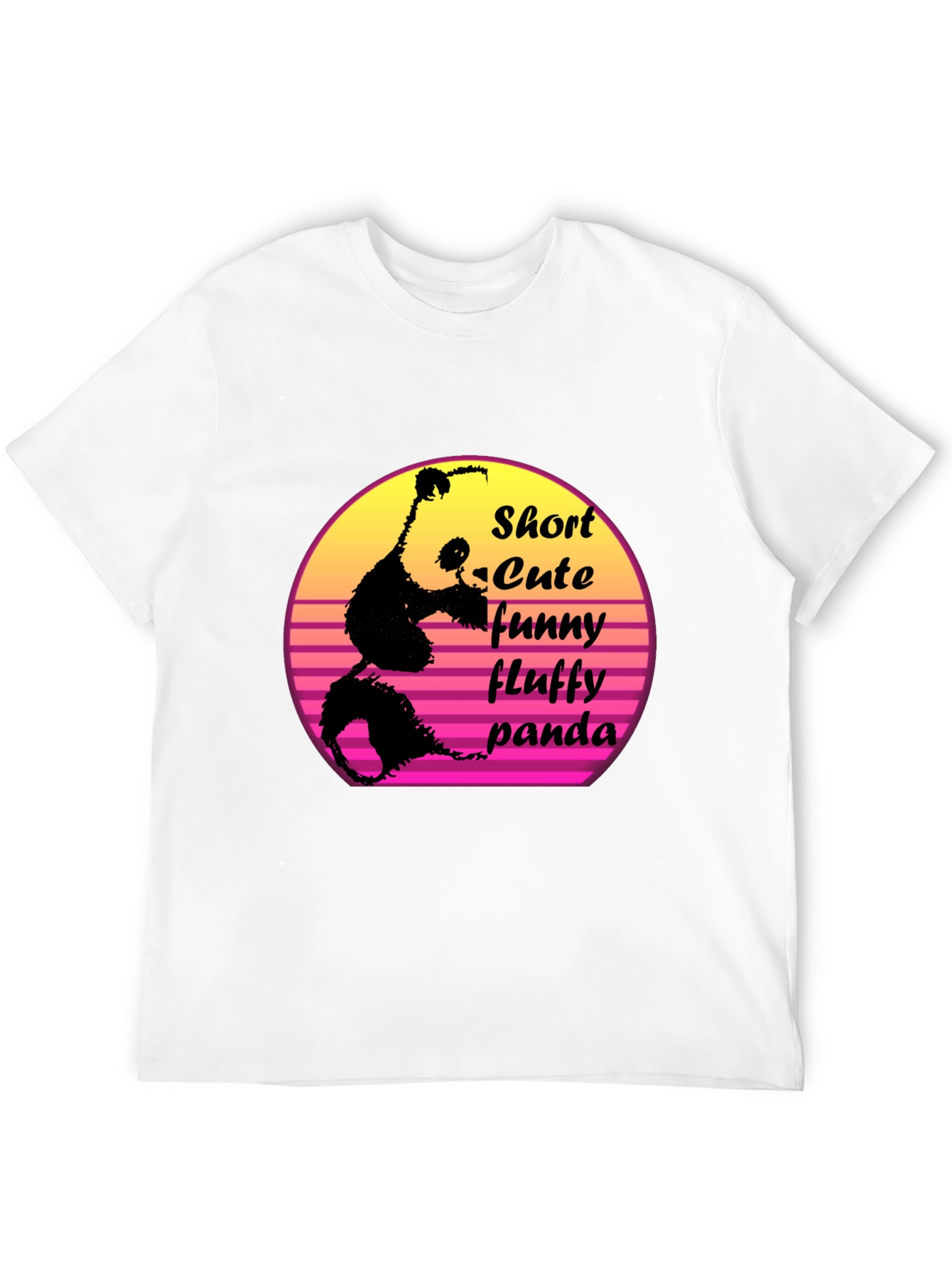 Short Cute Fluffy Panda Graphic T-Shirt