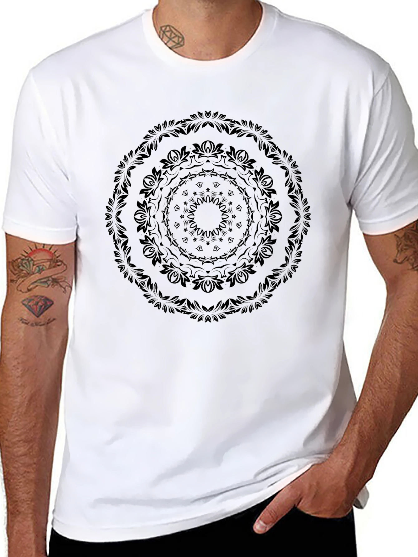 Black Mandala Graphic Tee - Stylish Casual Wear