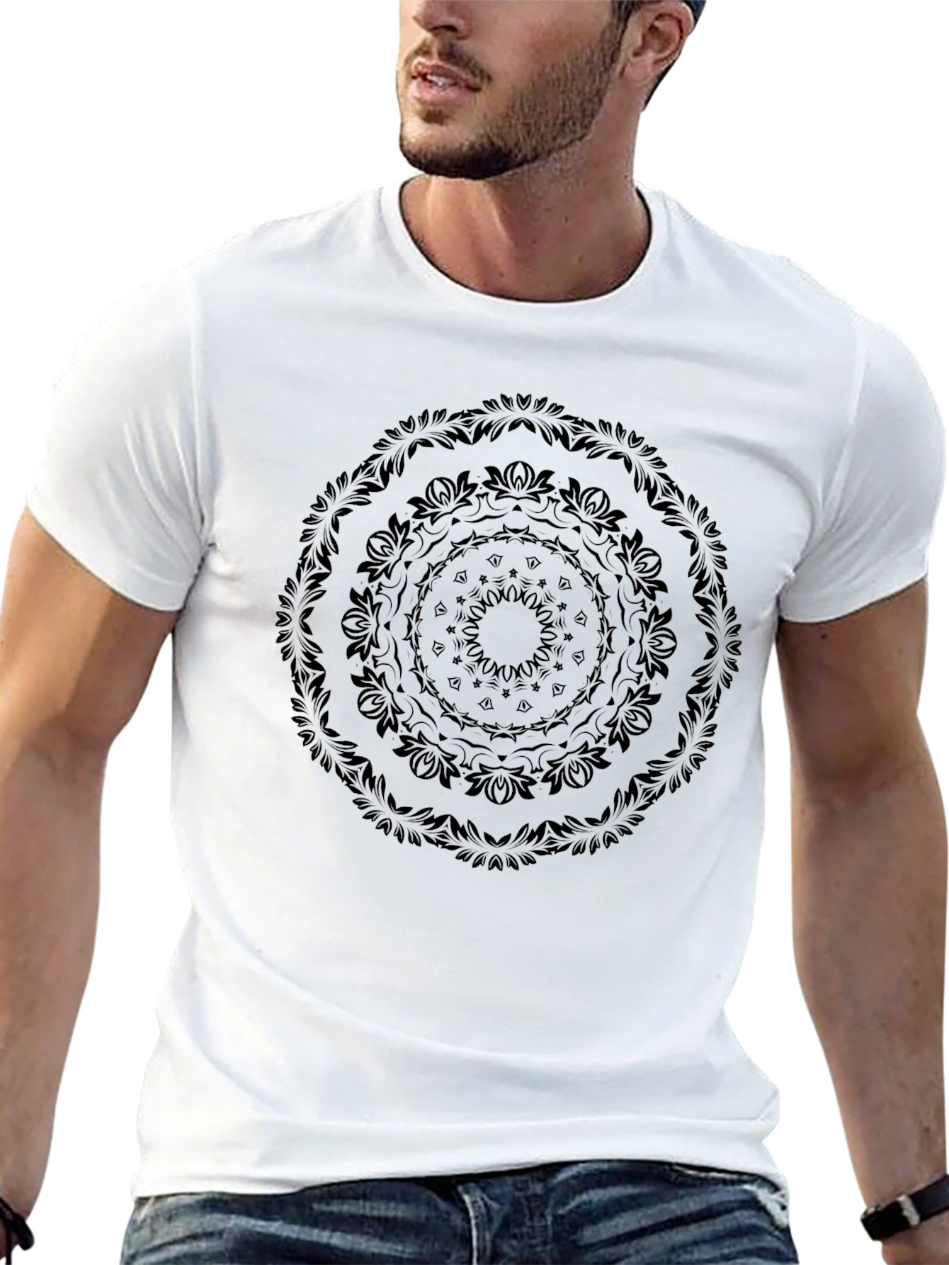 Black Mandala Graphic Tee - Stylish Casual Wear