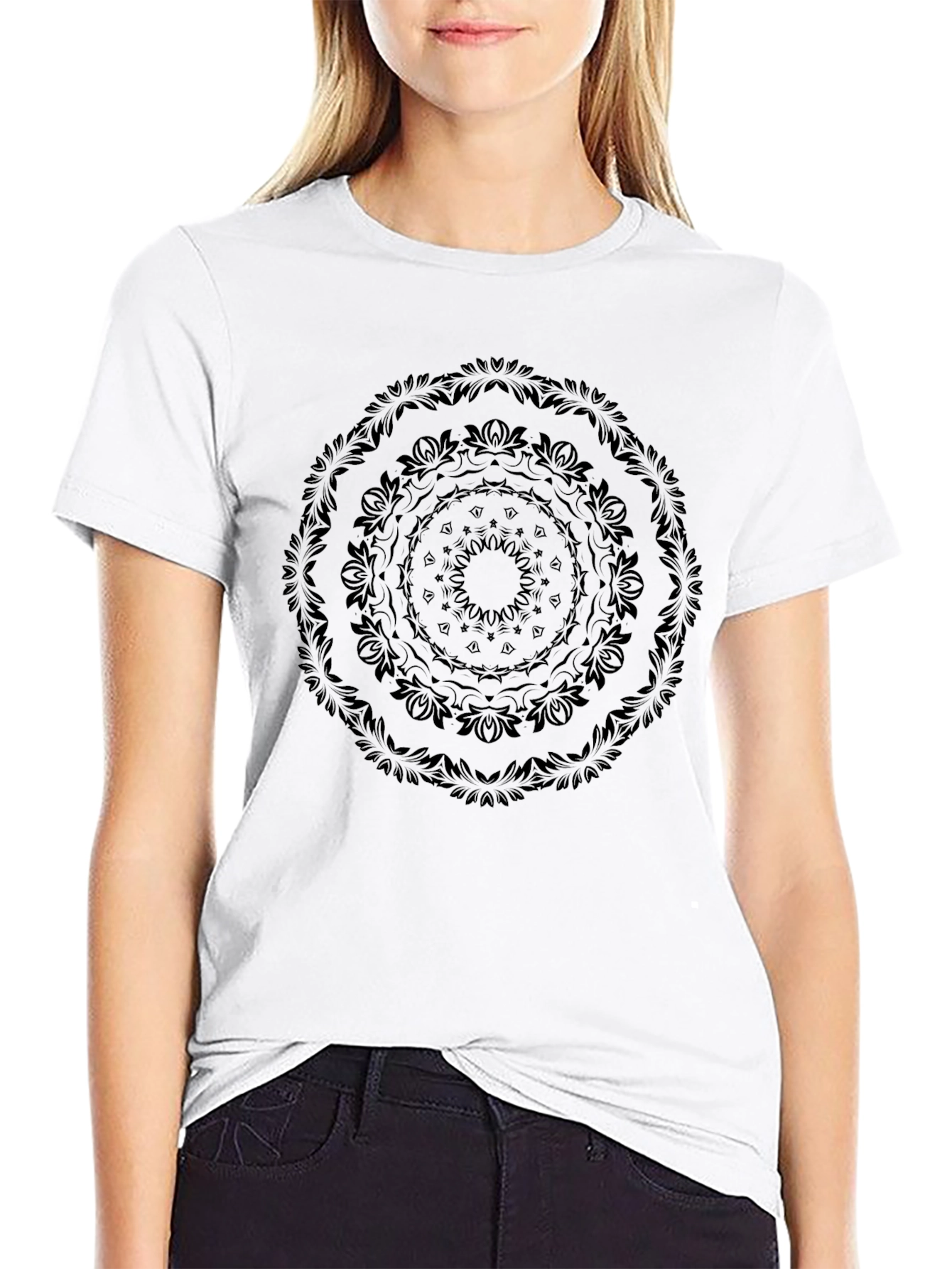 Black Mandala Graphic Tee - Stylish Casual Wear