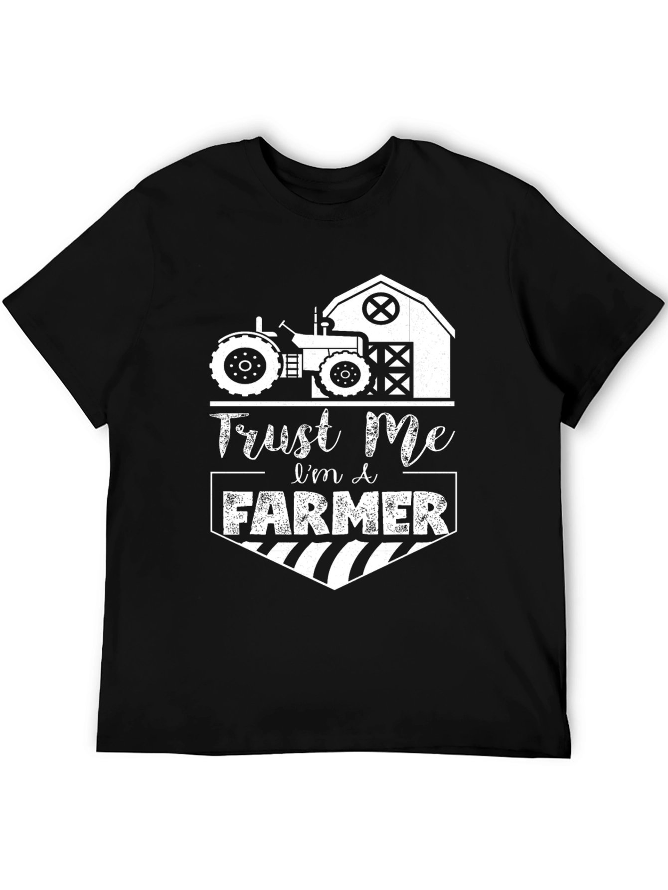 Trust Me Im a Farmer T-Shirt Black Cotton