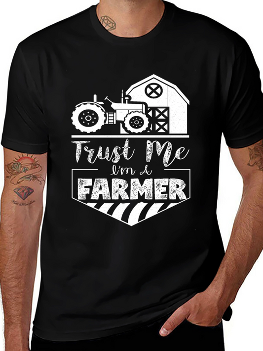 Trust Me Im a Farmer T-Shirt Black Cotton