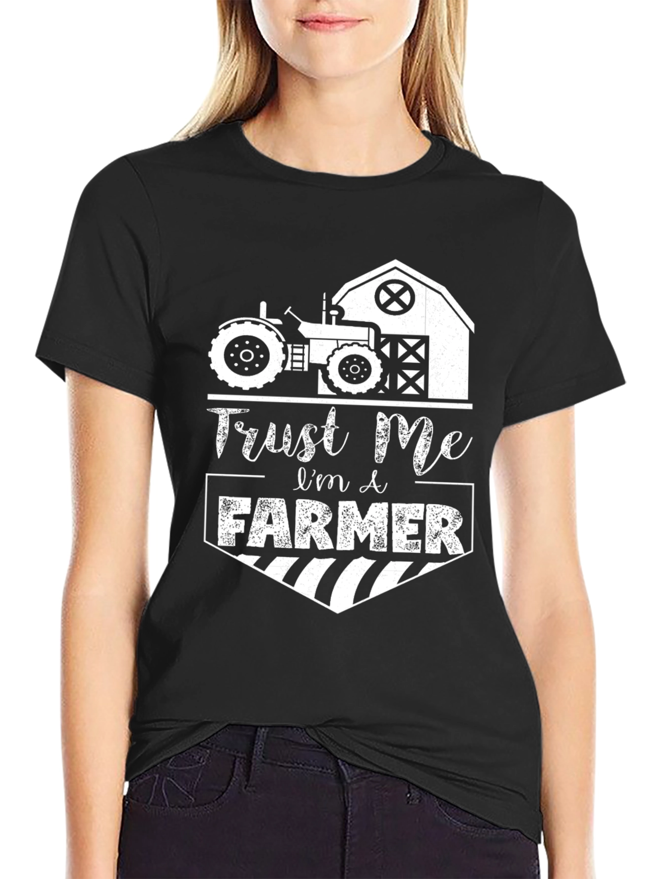 Trust Me Im a Farmer T-Shirt Black Cotton