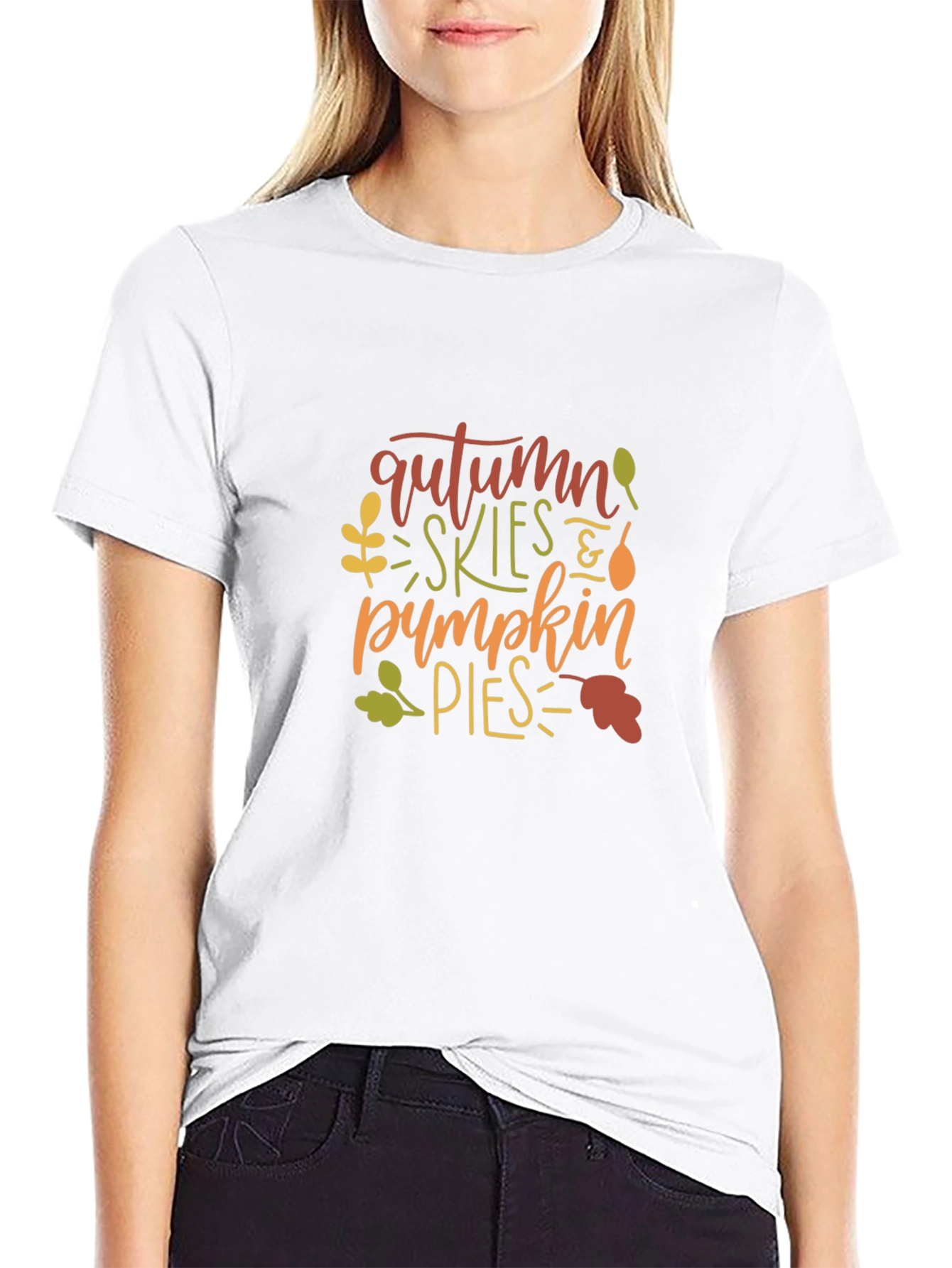 Autumn Skies & Pumpkin Pies Black T-Shirt