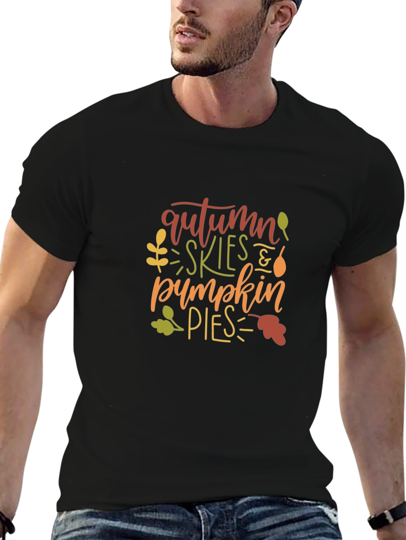 Autumn Skies & Pumpkin Pies Black T-Shirt