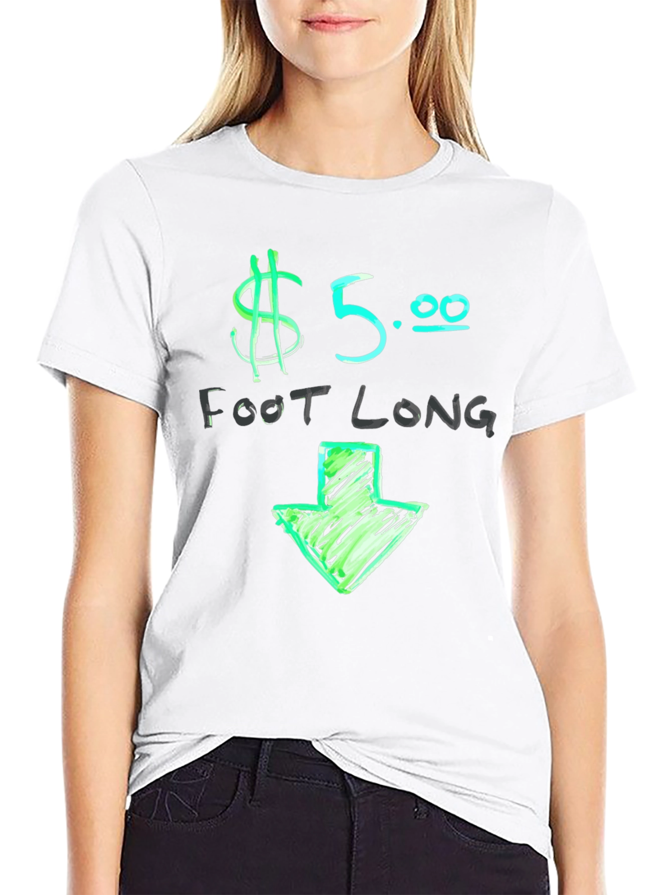 $5 Foot Long Graphic T-Shirt - Casual Wear