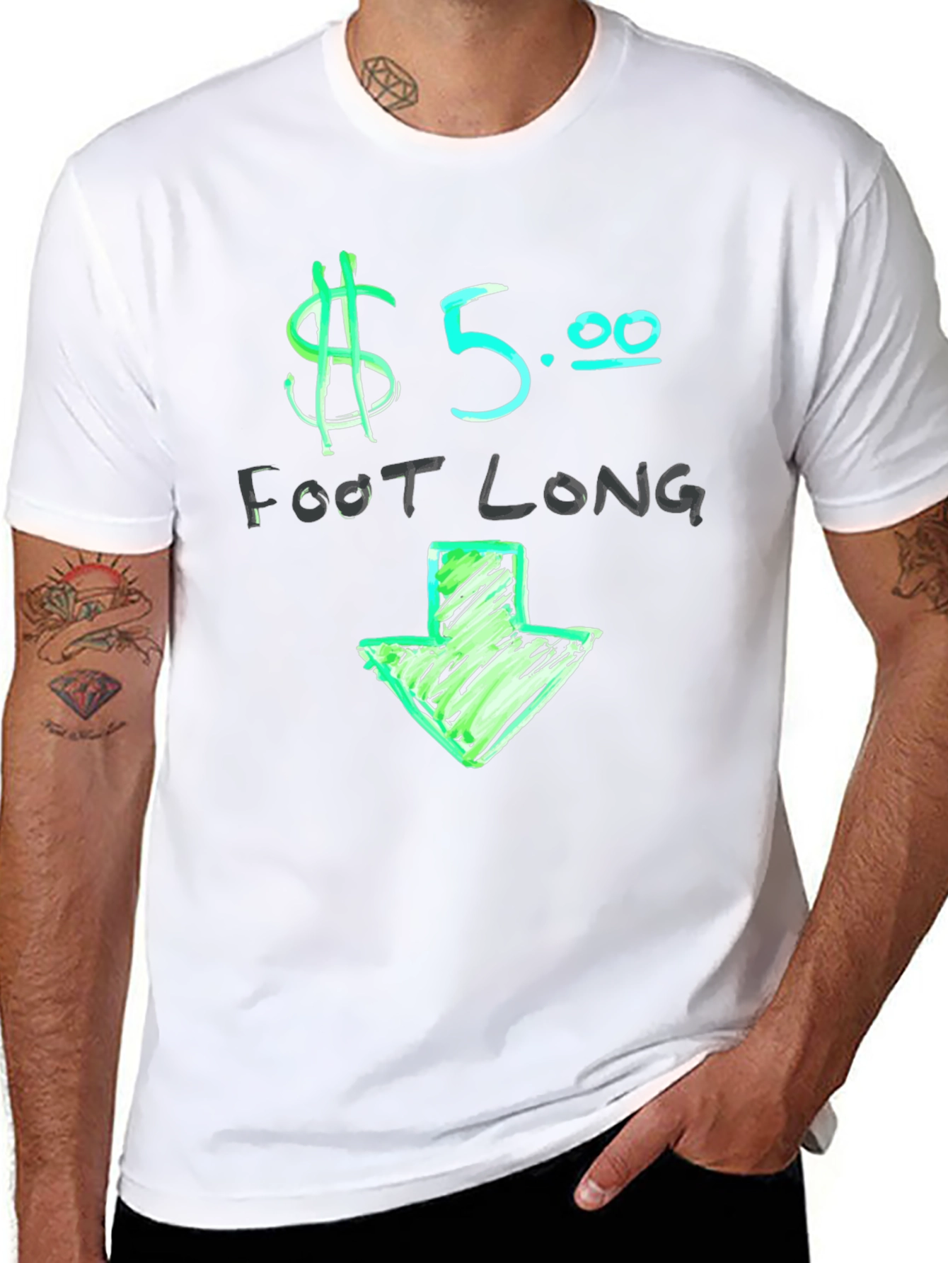 $5 Foot Long Graphic T-Shirt - Casual Wear