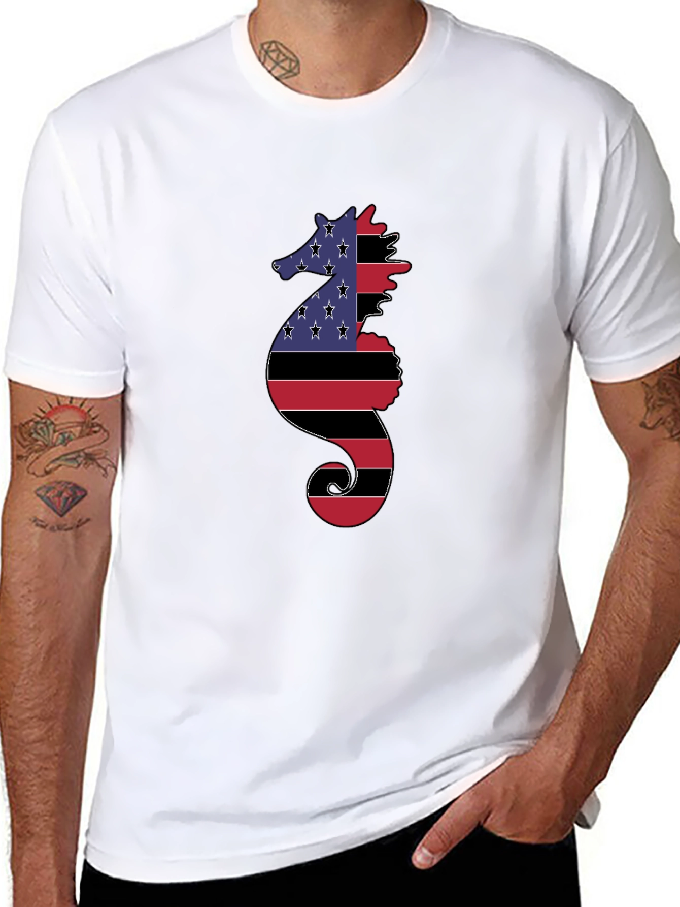 American Flag Seahorse Graphic Tee