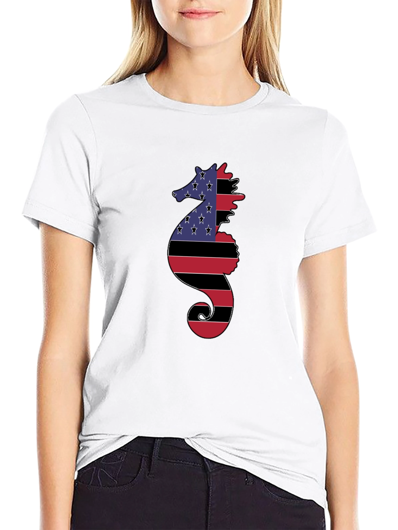 American Flag Seahorse Graphic Tee