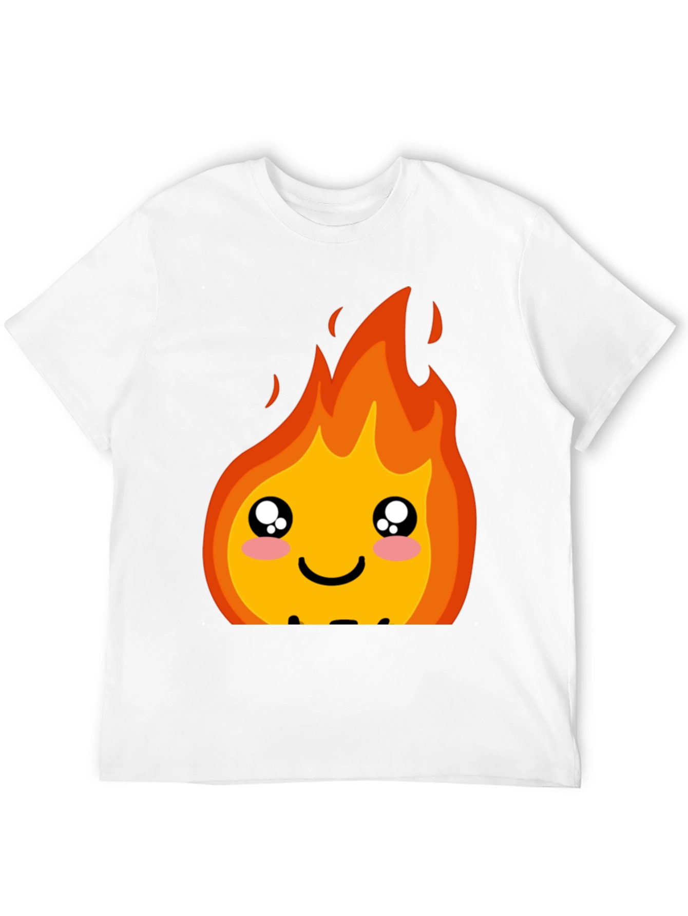 Kawaii Fire Graphic Tee - Cute Cartoon Flame Shirt