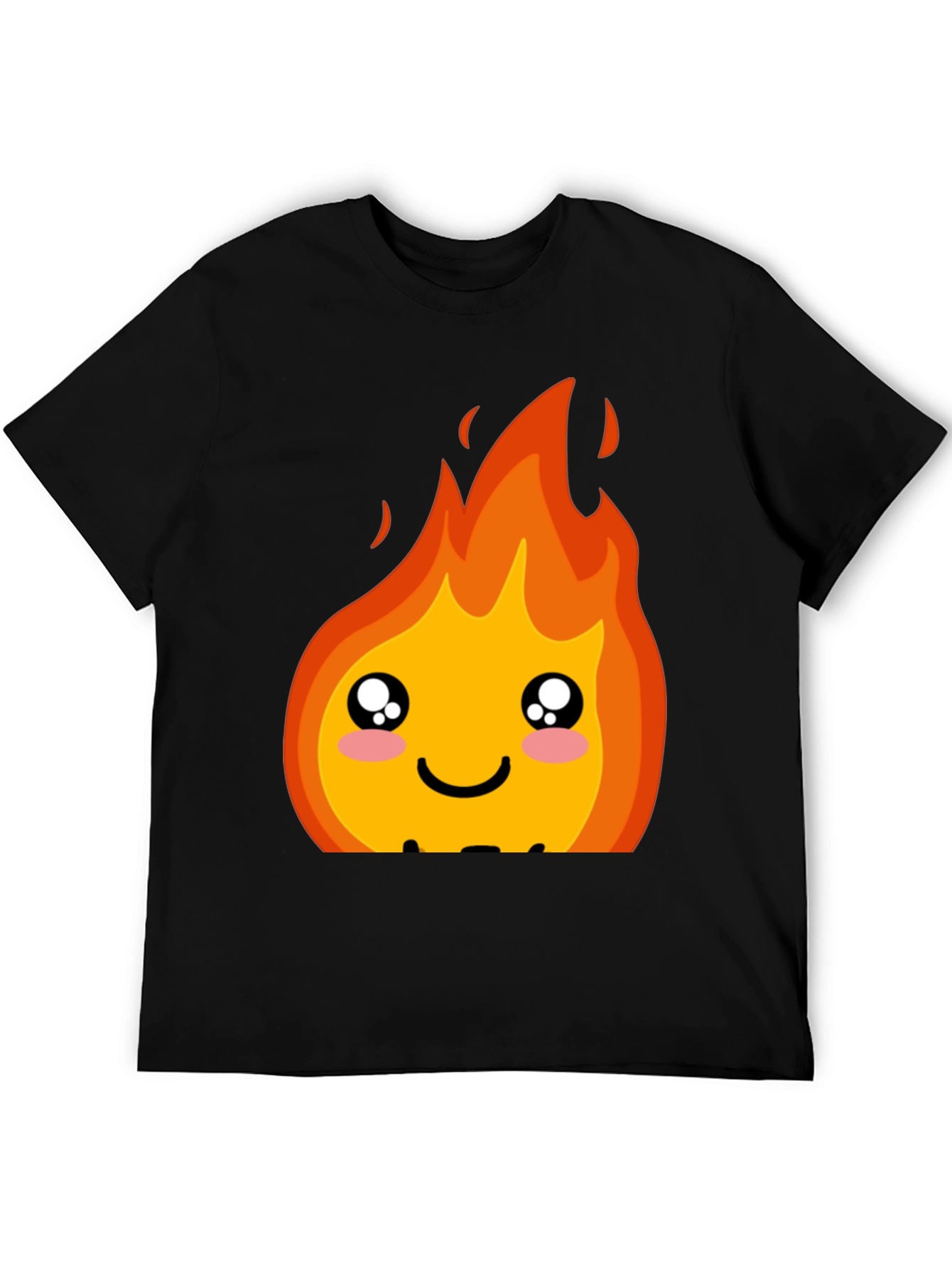 Kawaii Fire Graphic Tee - Cute Cartoon Flame Shirt