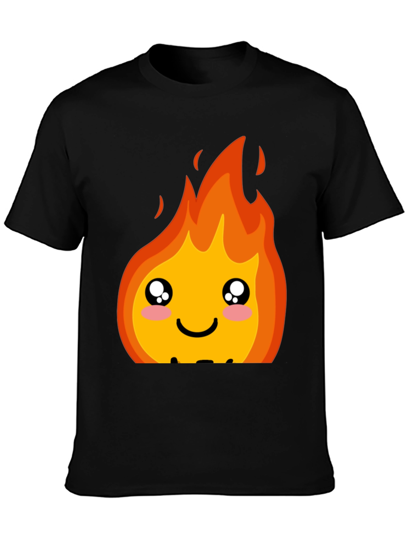 Kawaii Fire Graphic Tee - Cute Cartoon Flame Shirt