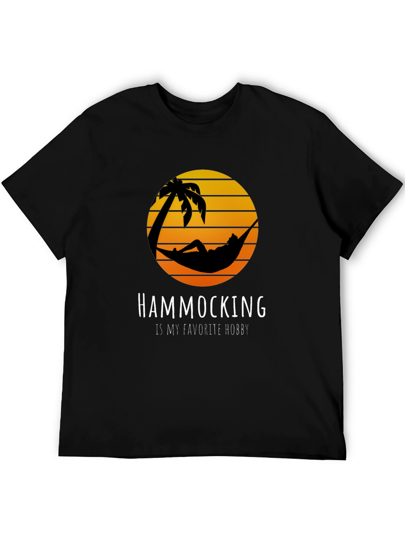 Hammocking Hobby T-Shirt Tropical Palm Tree Sunset Tee