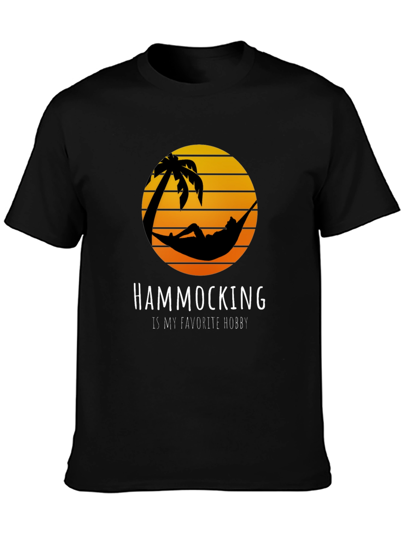Hammocking Hobby T-Shirt Tropical Palm Tree Sunset Tee