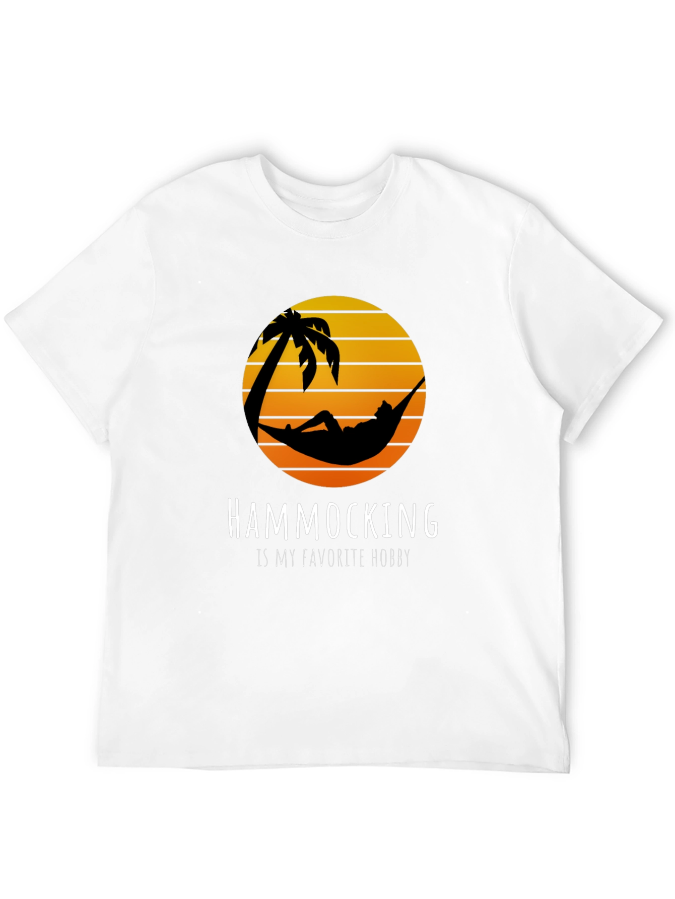 Hammocking Hobby T-Shirt Tropical Palm Tree Sunset Tee
