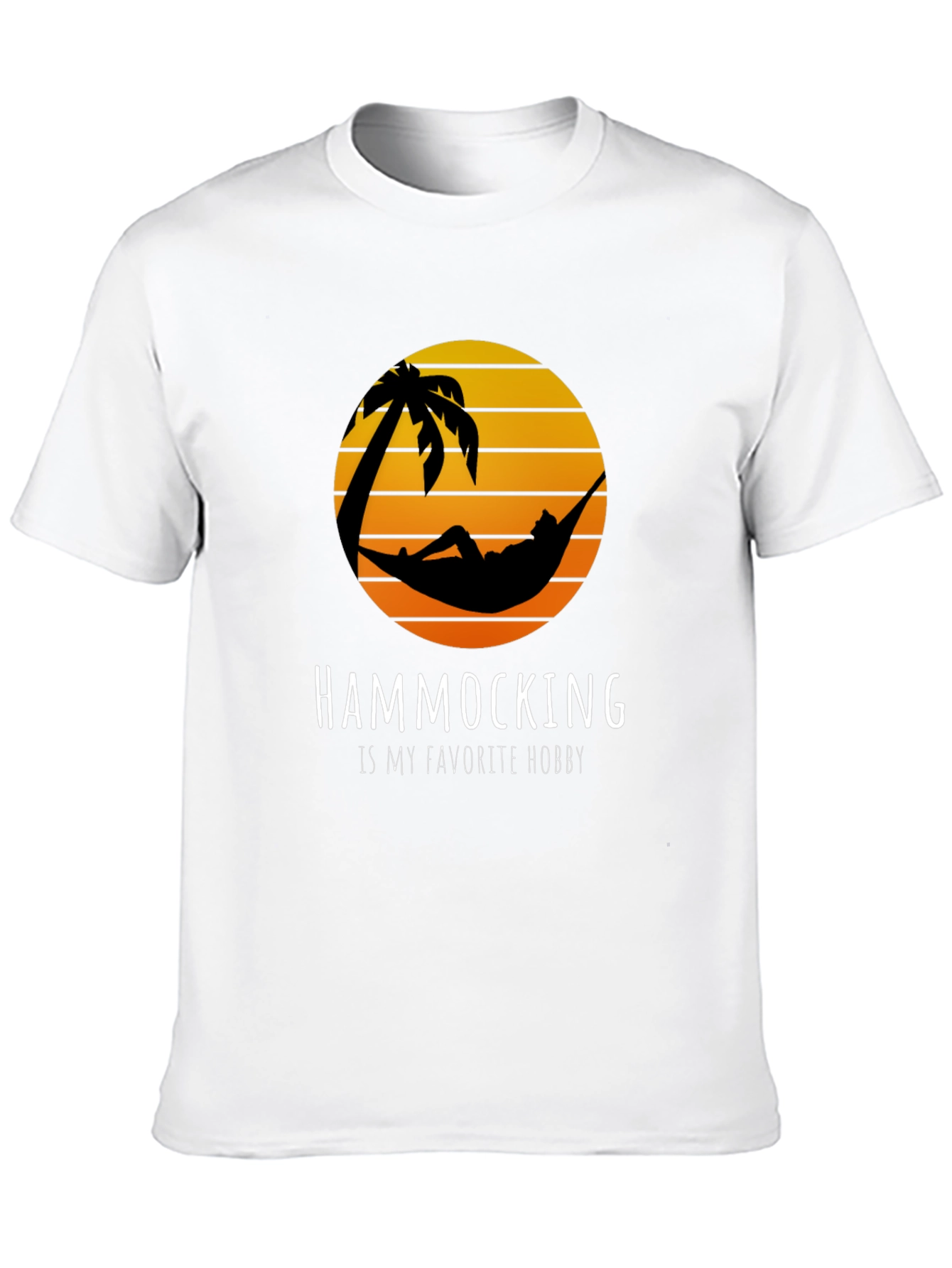 Hammocking Hobby T-Shirt Tropical Palm Tree Sunset Tee