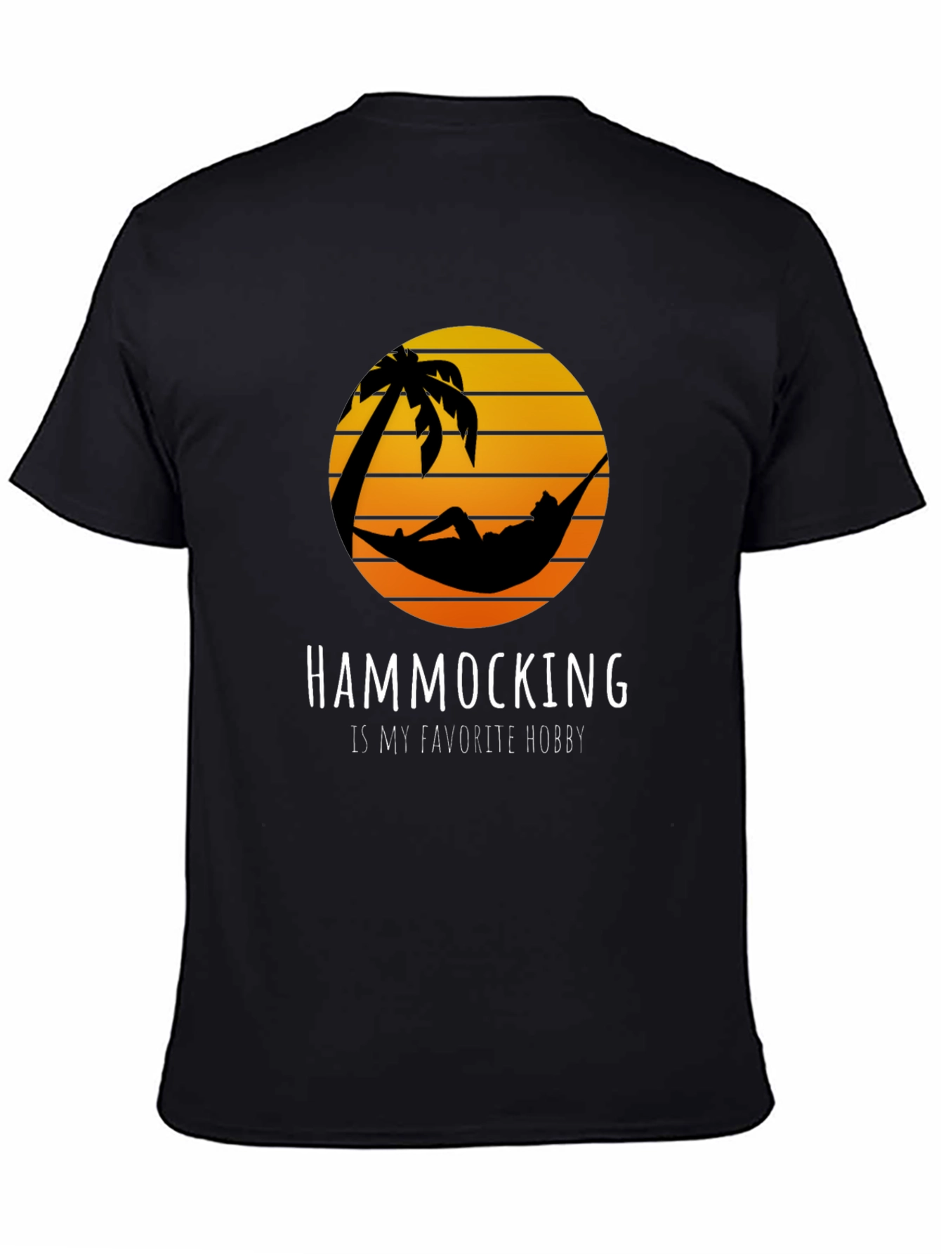 Hammocking Hobby T-Shirt Tropical Palm Tree Sunset Tee