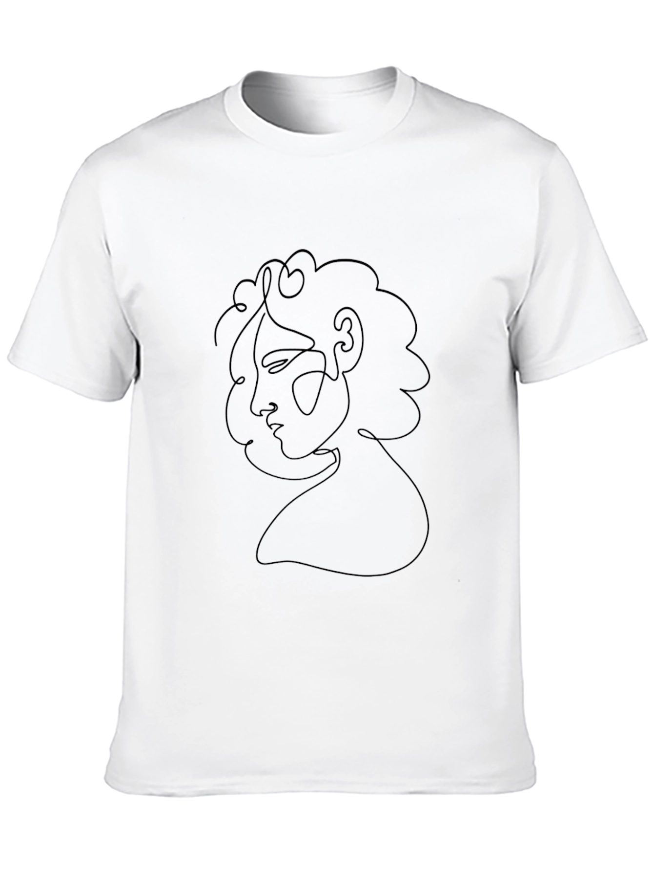 Abstract Face Line Art Black T-Shirt